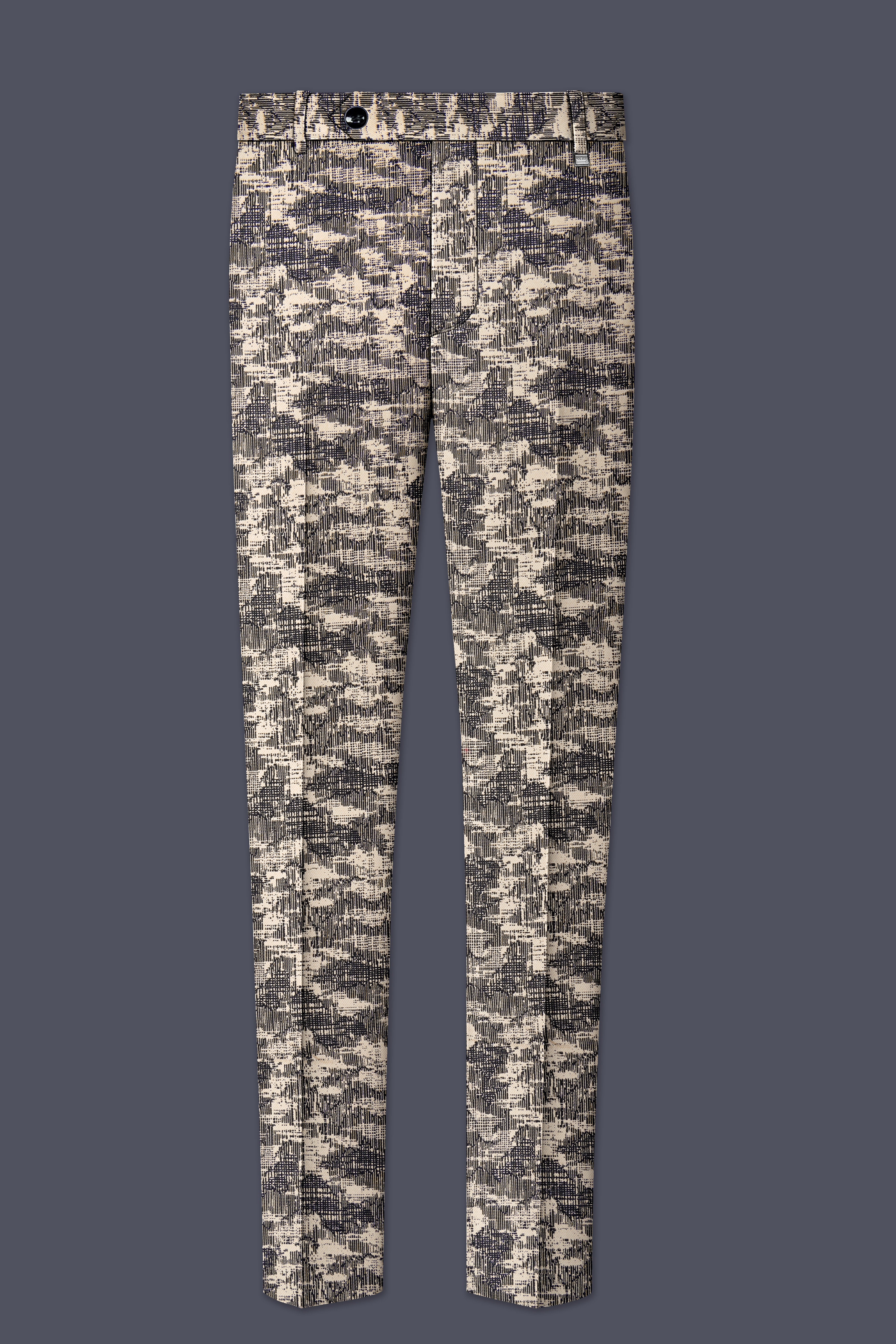 Bastille and Champagne Beige Abstract Printed Stretchable Waistband Pant