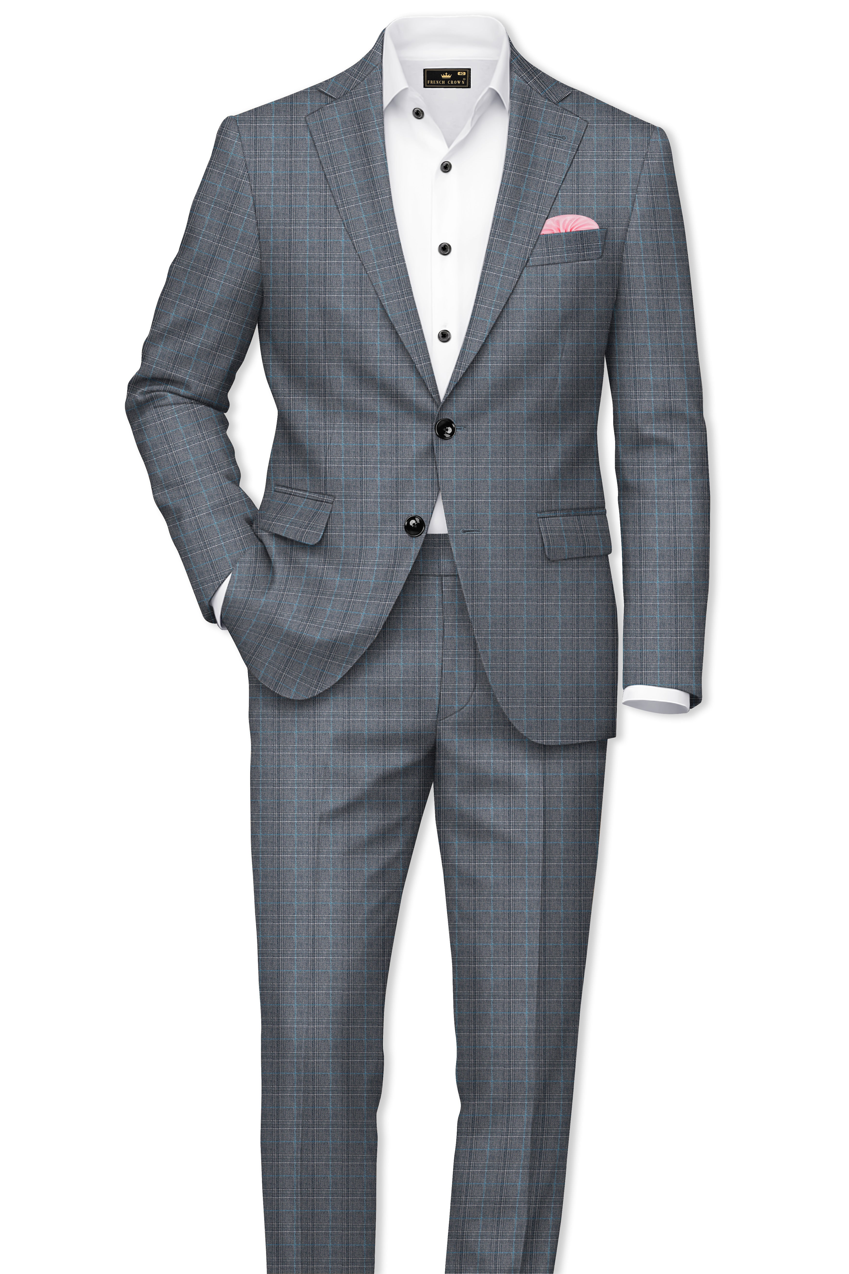 Mobster Grey Windowpane Premium Cotton Pant