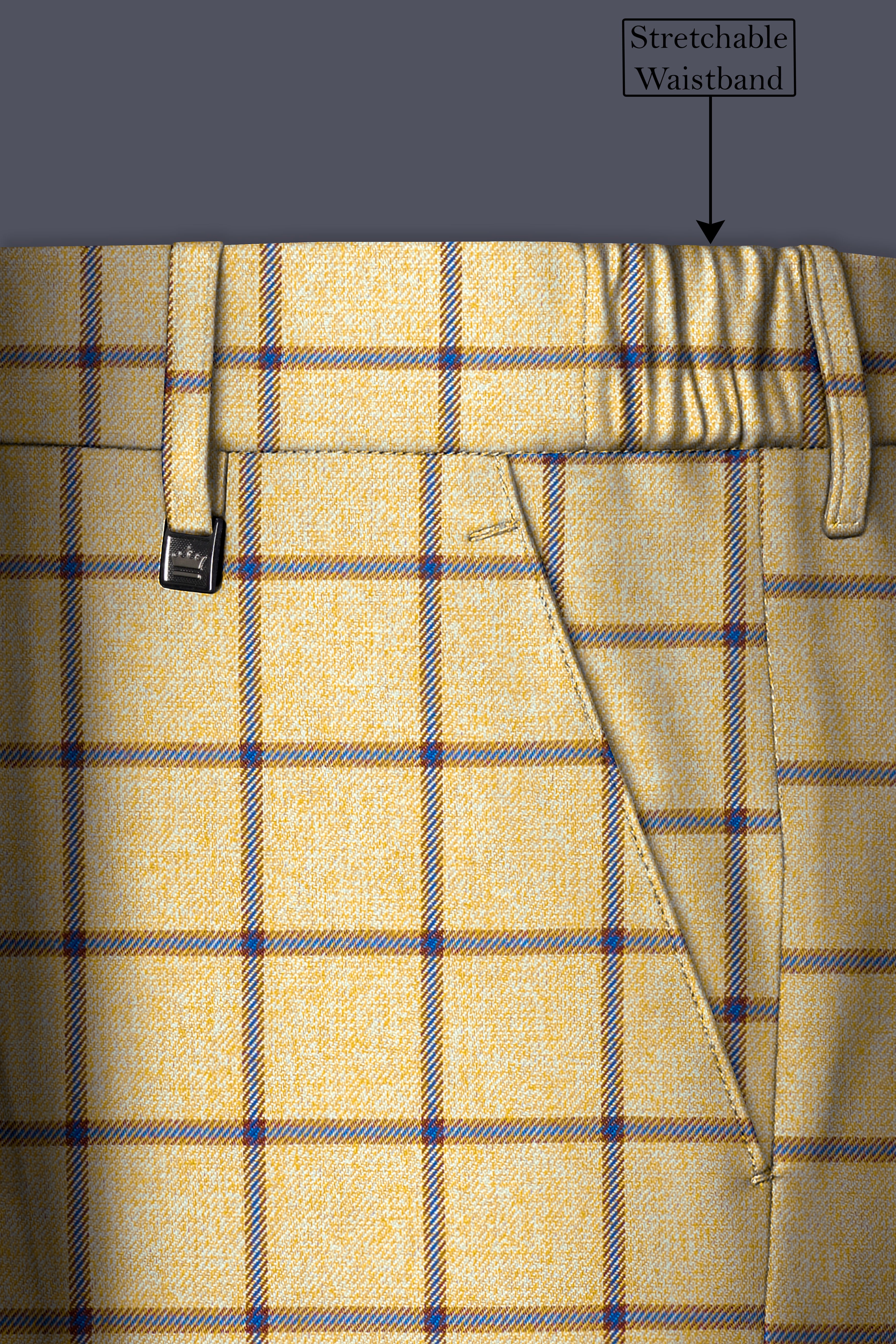 Mongoose Brown with Dianne Blue Windowpane Pant