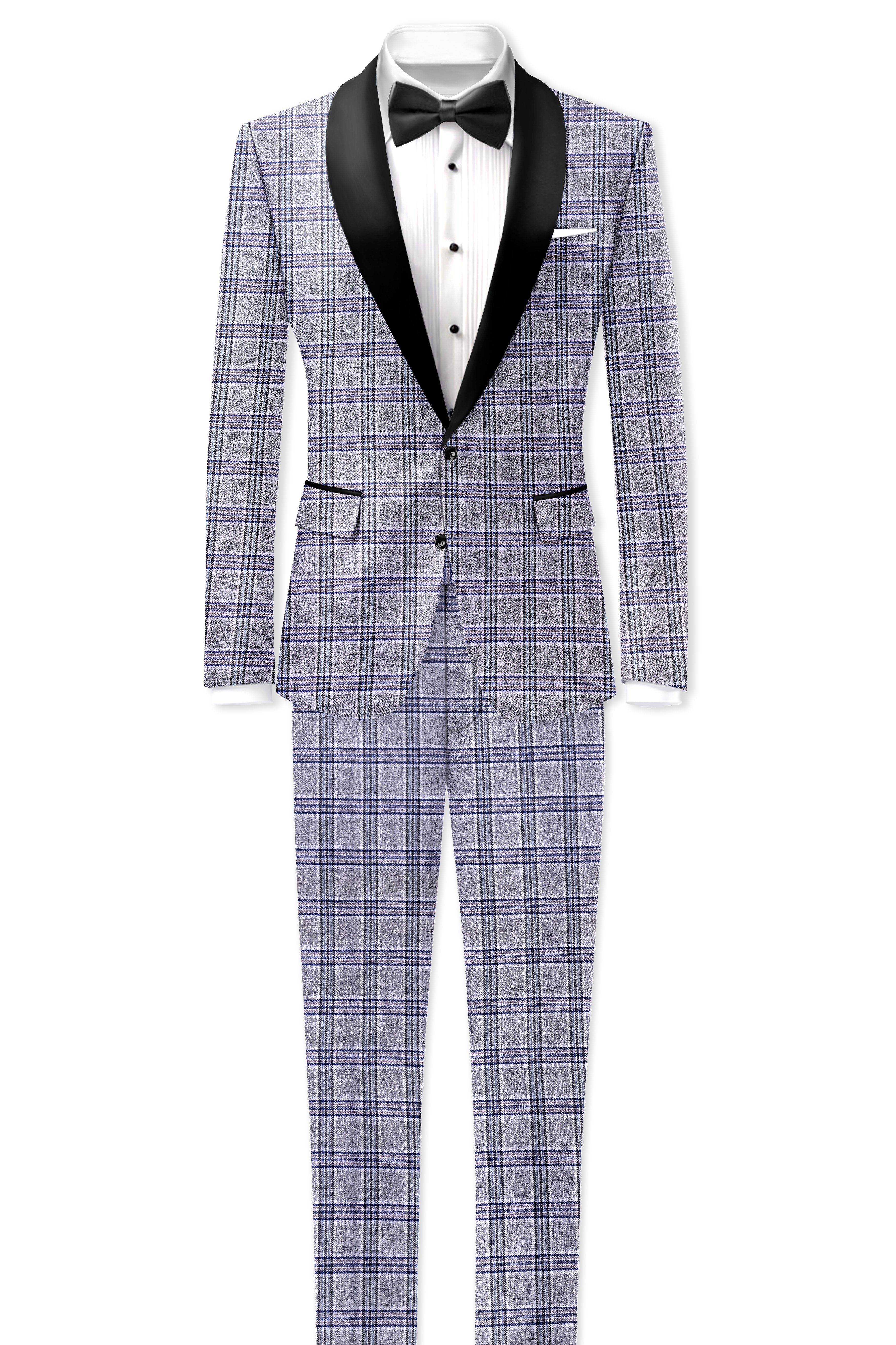 StarDust Gray with Martinique Blue Plaid Pant