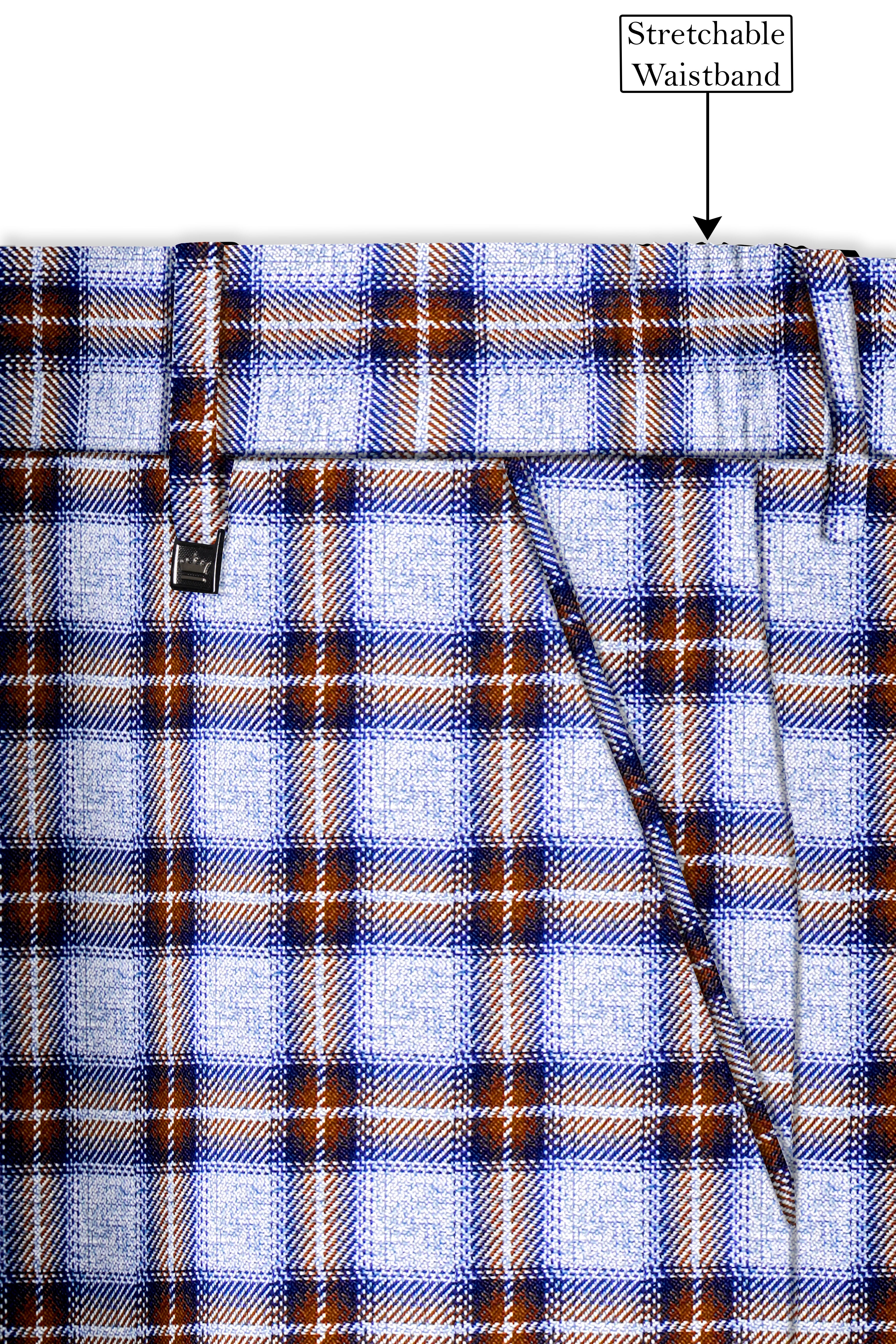 Chateau Blue with Cocoa Brown Plaid Pant