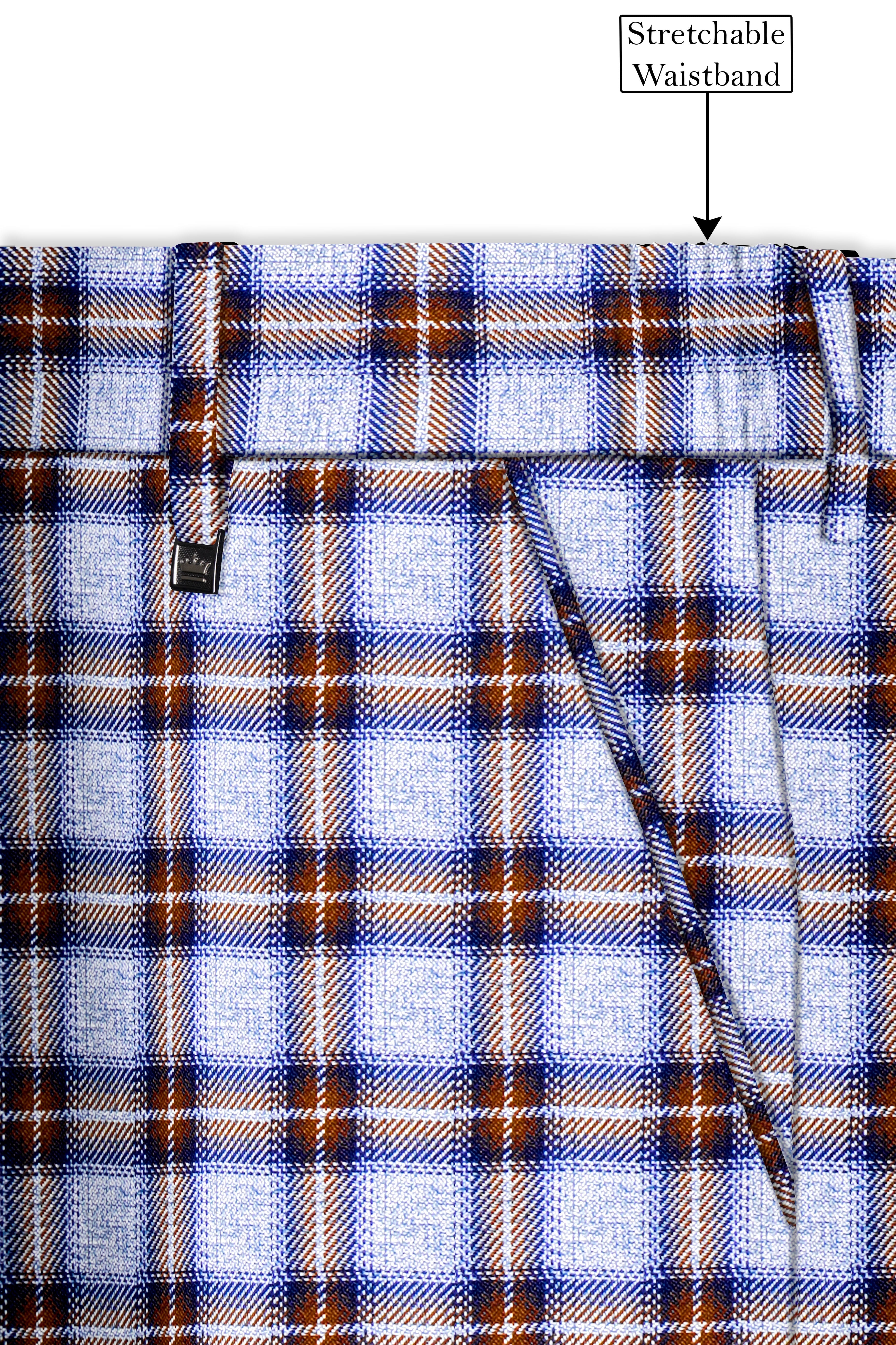 Chateau Blue with Cocoa Brown Plaid Pant