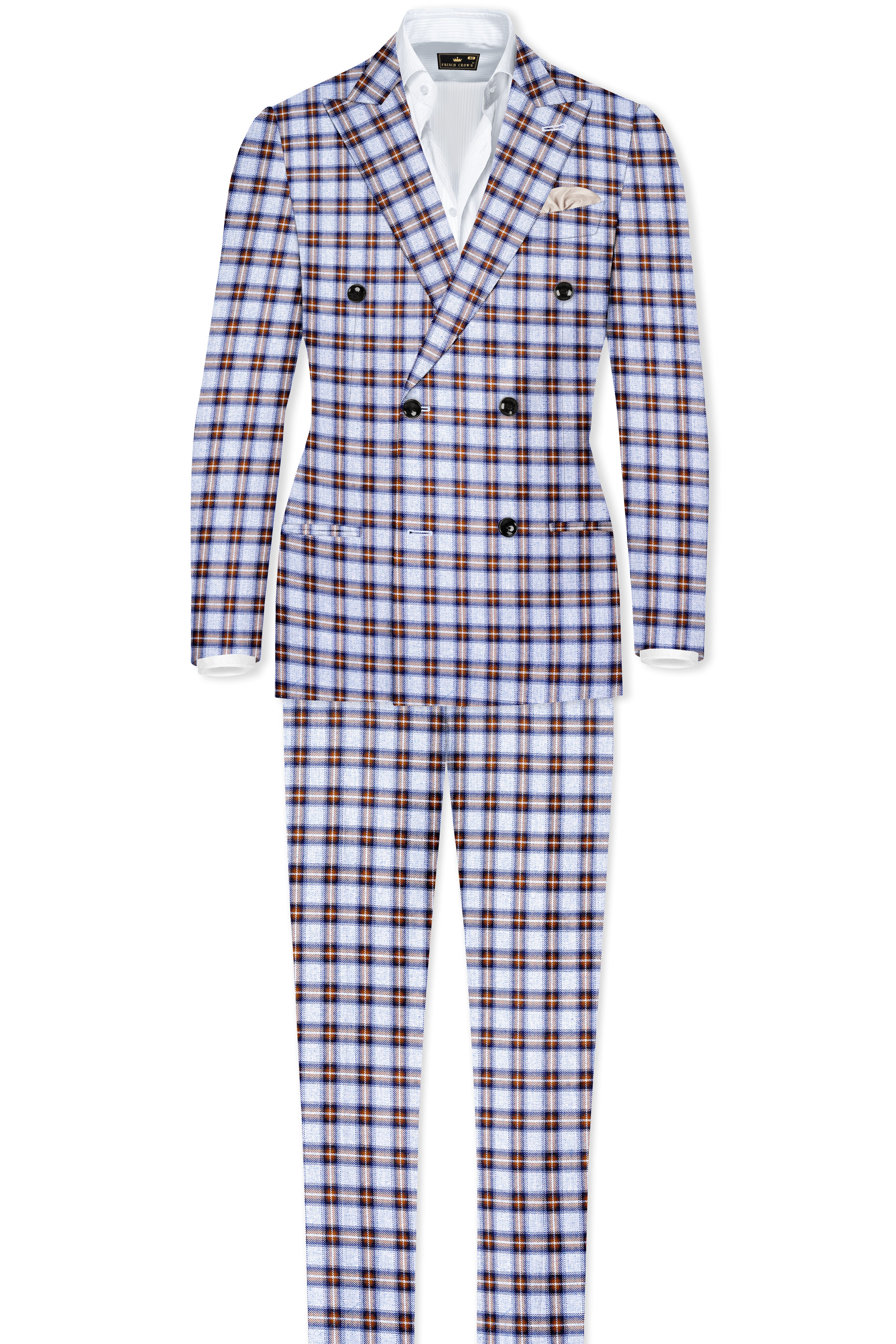 Chateau Blue with Cocoa Brown Plaid Pant