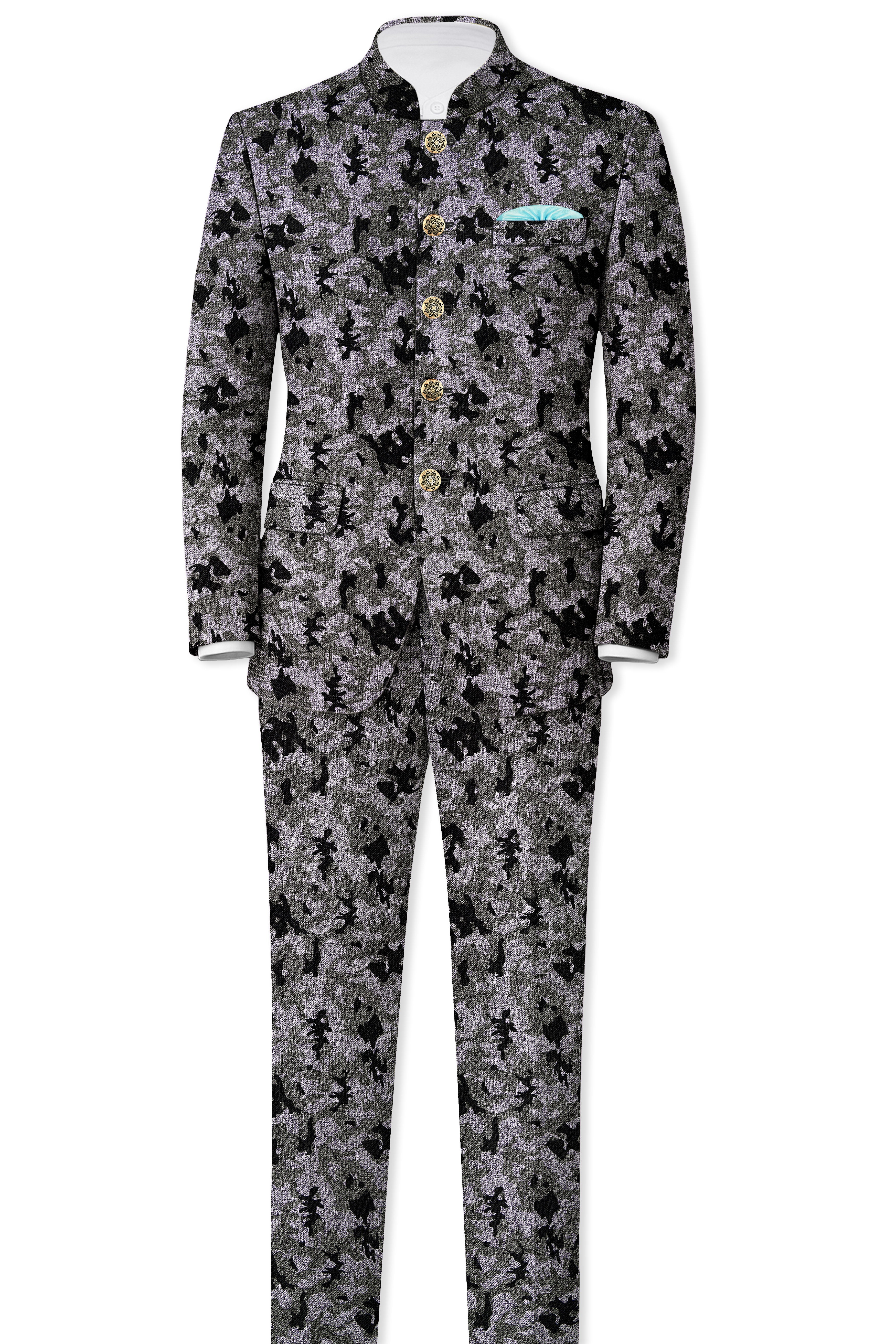 Scorpion Gray With Merlin Black Chintz Printed Stretchable Waistband Pant