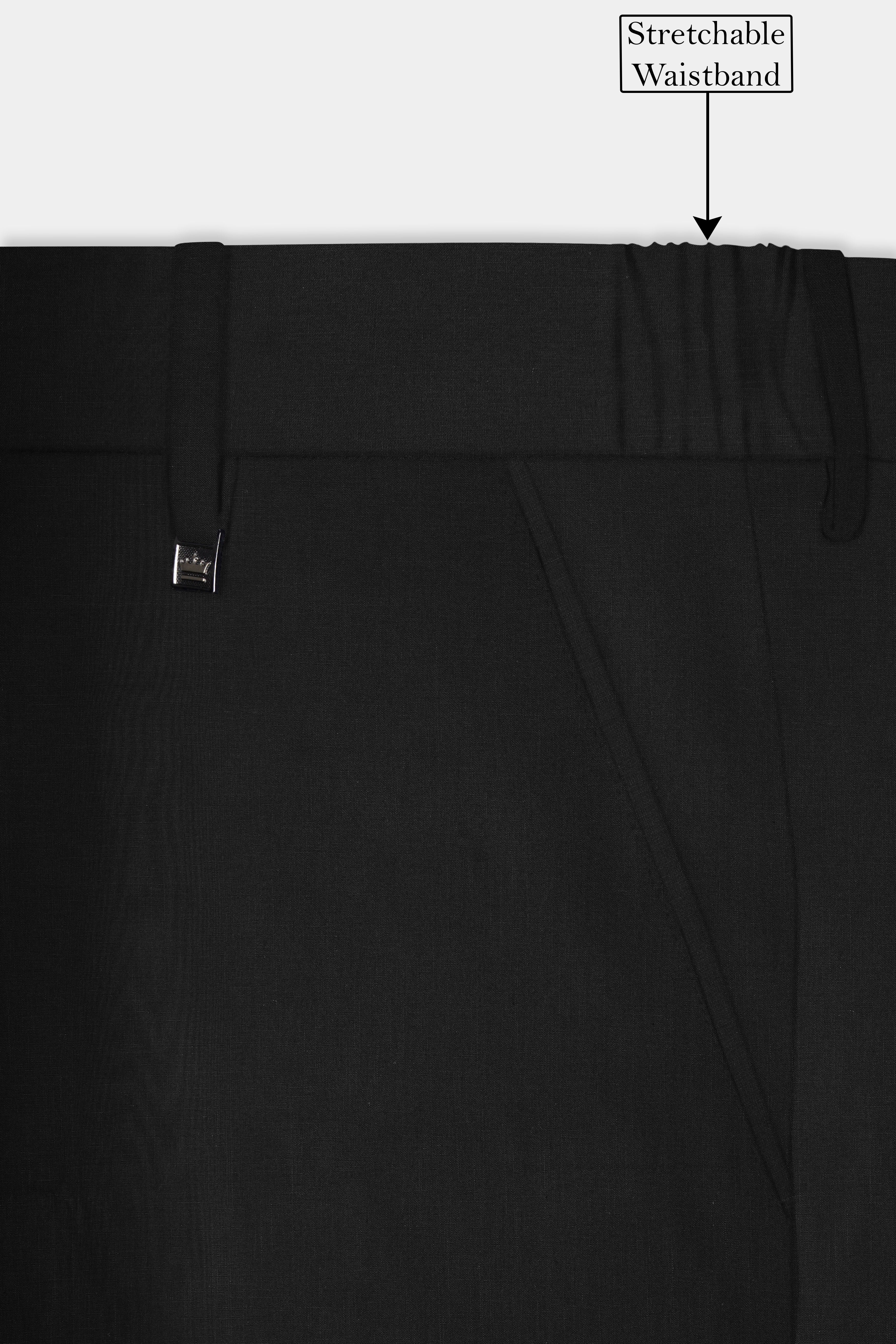 Jade Black Stretchable Waistband Luxurious Linen traveler Pants