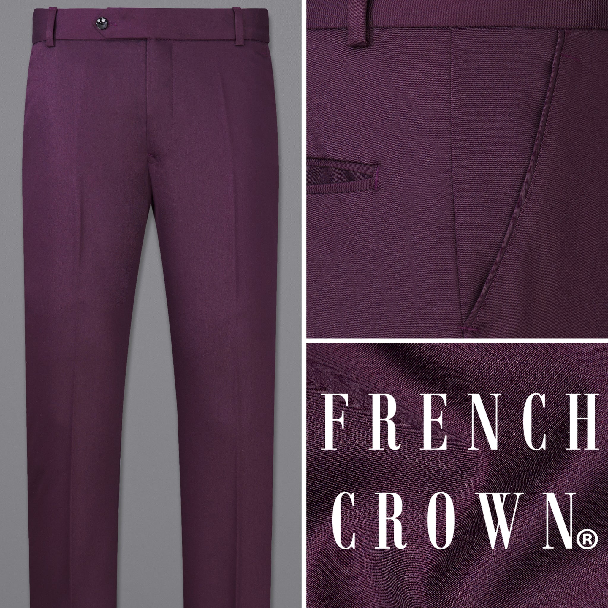 Maroon Cotton Blend Suit Pant main image 1
