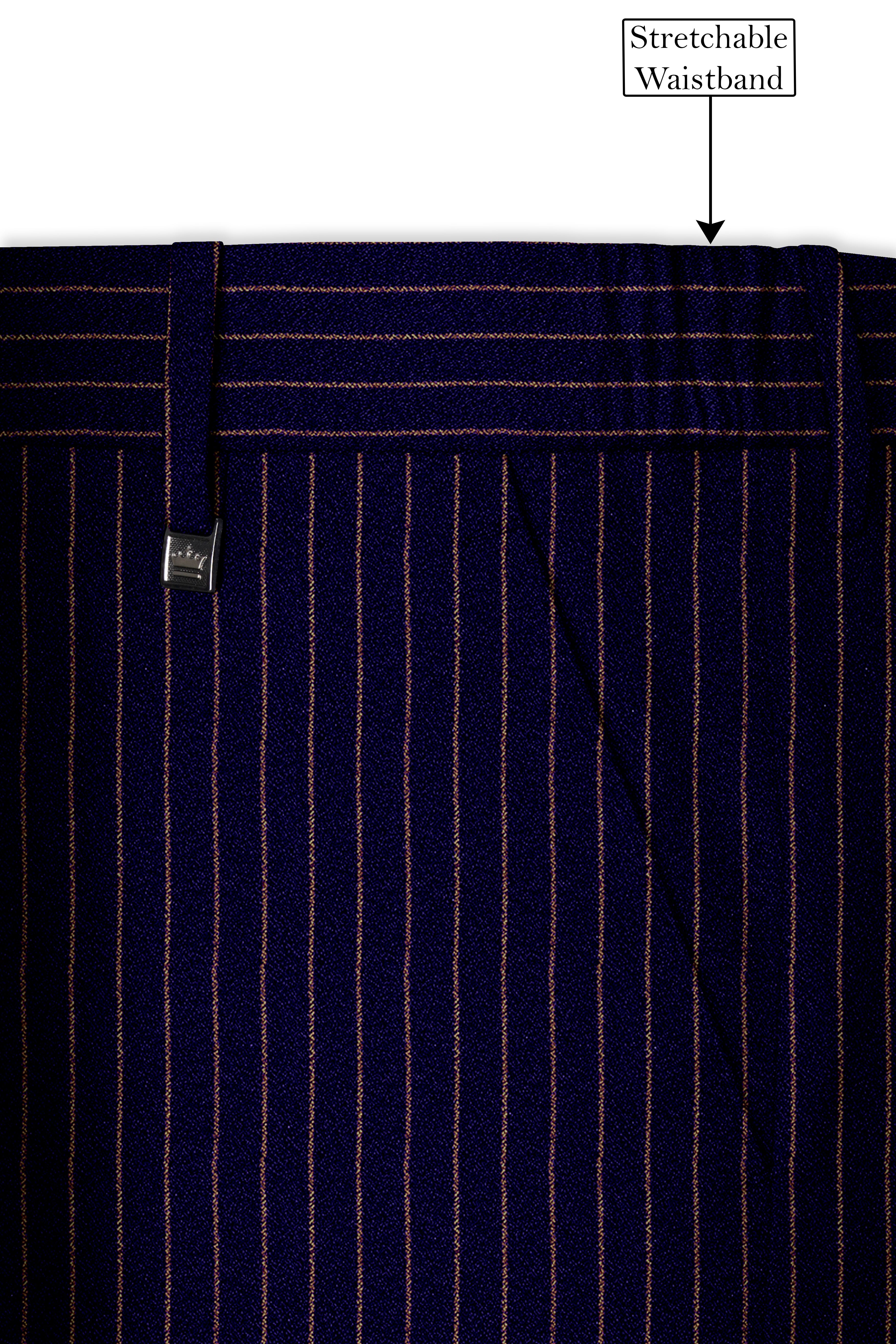 Tuna Blue with Coral Reef Brown Striped Pants