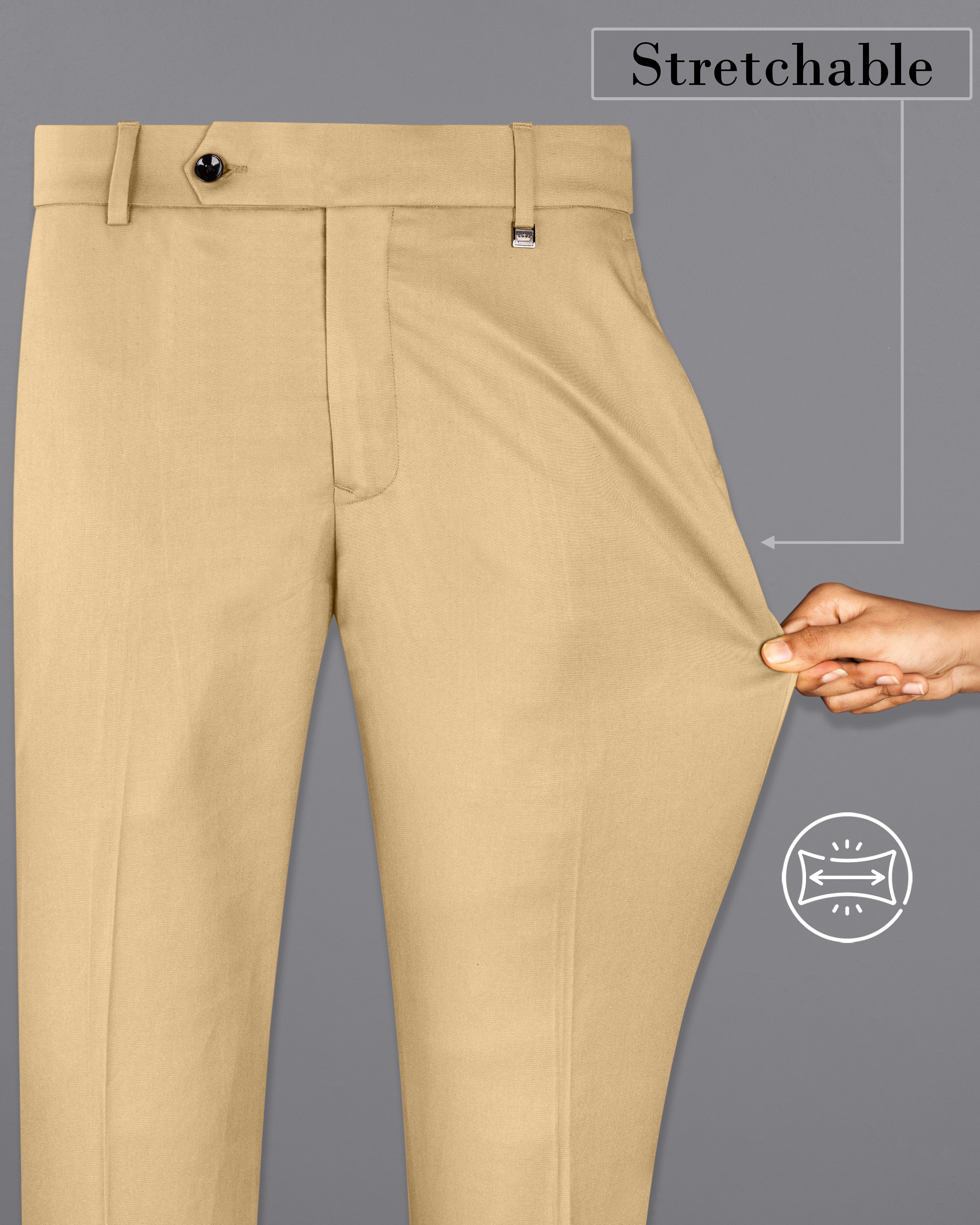 Tacao Light Brown Stretchable traveler Pant T2699-28, T2699-30, T2699-32, T2699-34, T2699-36, T2699-38, T2699-40, T2699-42, T2699-44