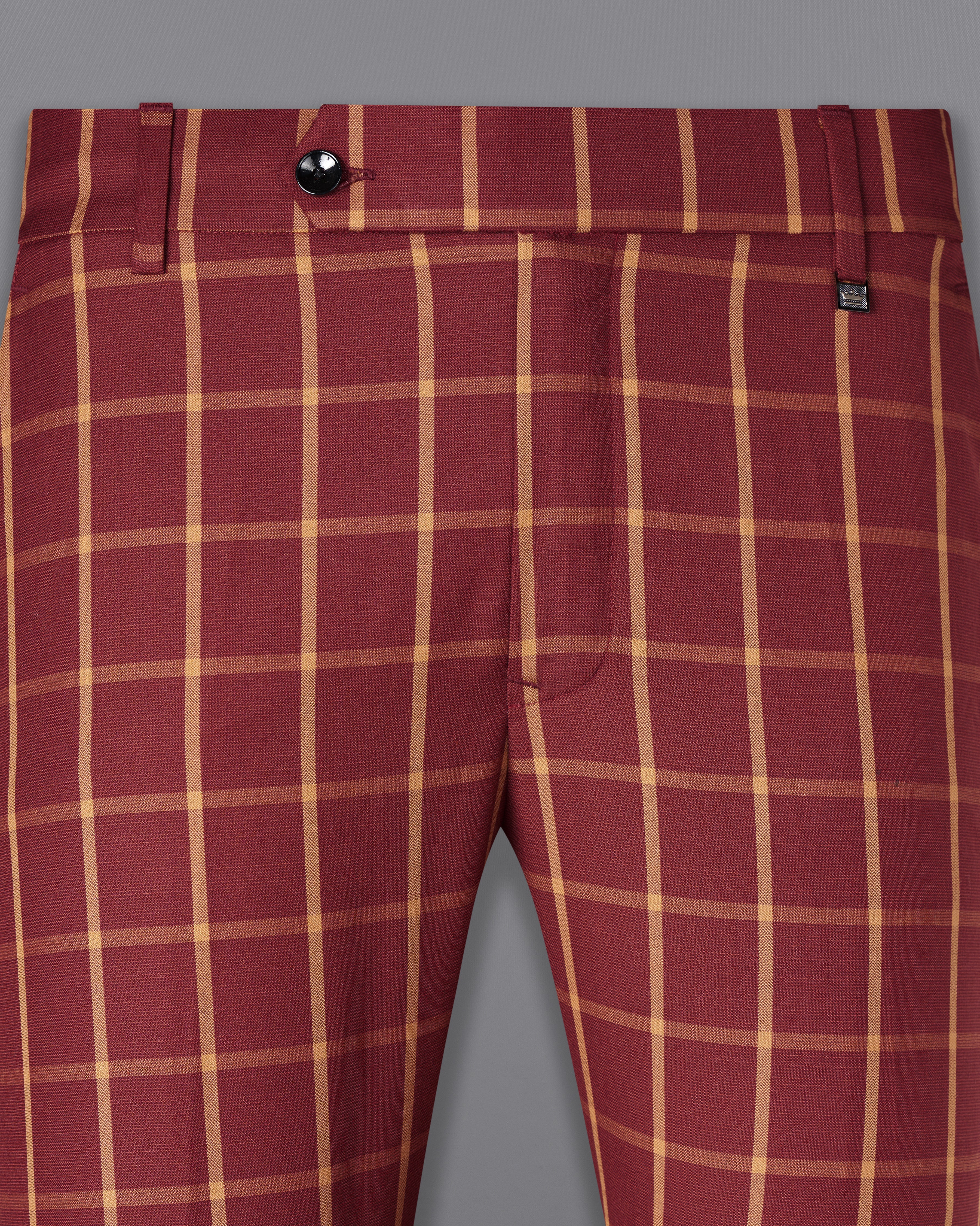 Wine and Chestnut Brown Plaid Pant T2722-28, T2722-30, T2722-32, T2722-34, T2722-36, T2722-38, T2722-40, T2722-42, T2722-44