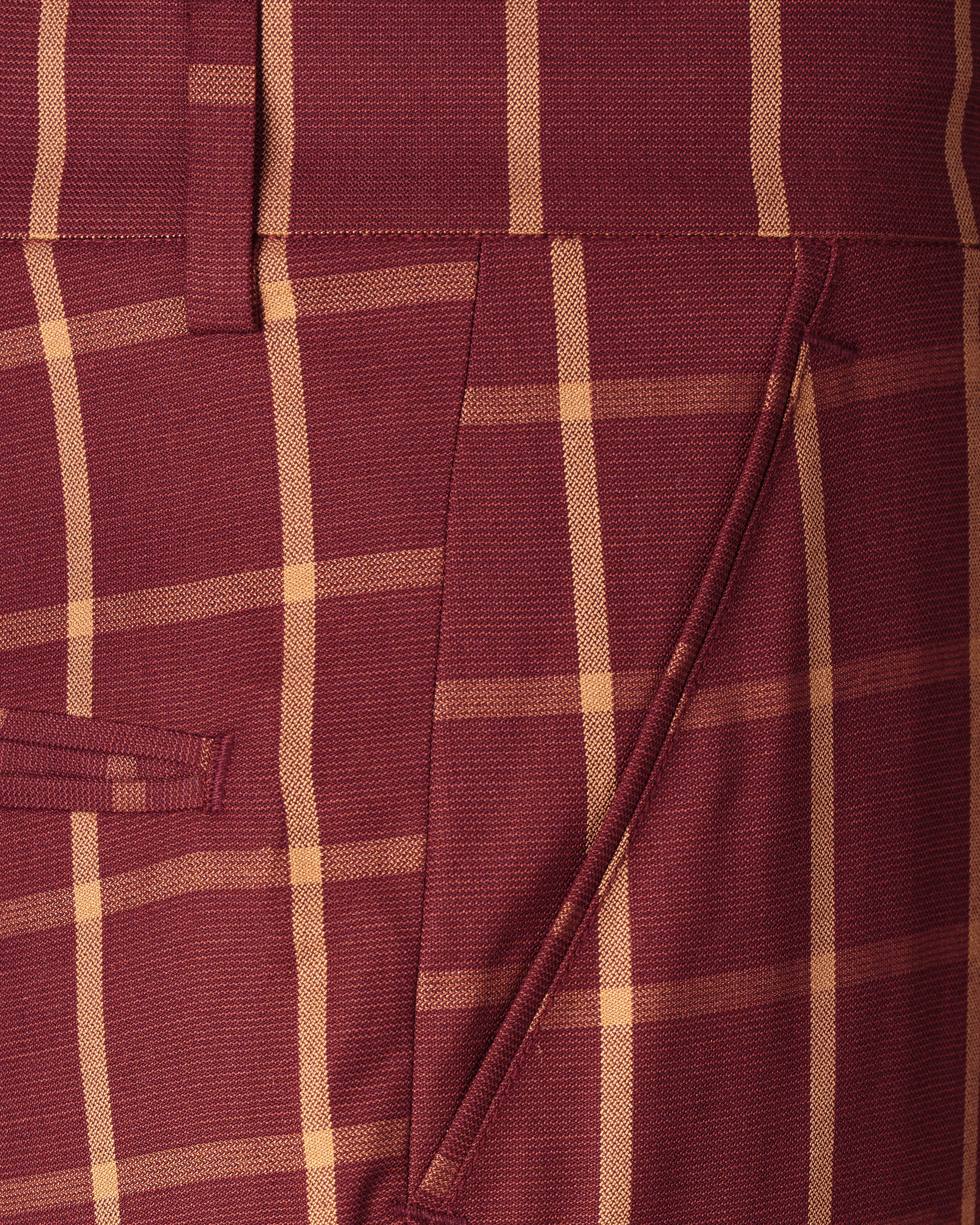 Wine and Chestnut Brown Plaid Pant T2722-28, T2722-30, T2722-32, T2722-34, T2722-36, T2722-38, T2722-40, T2722-42, T2722-44