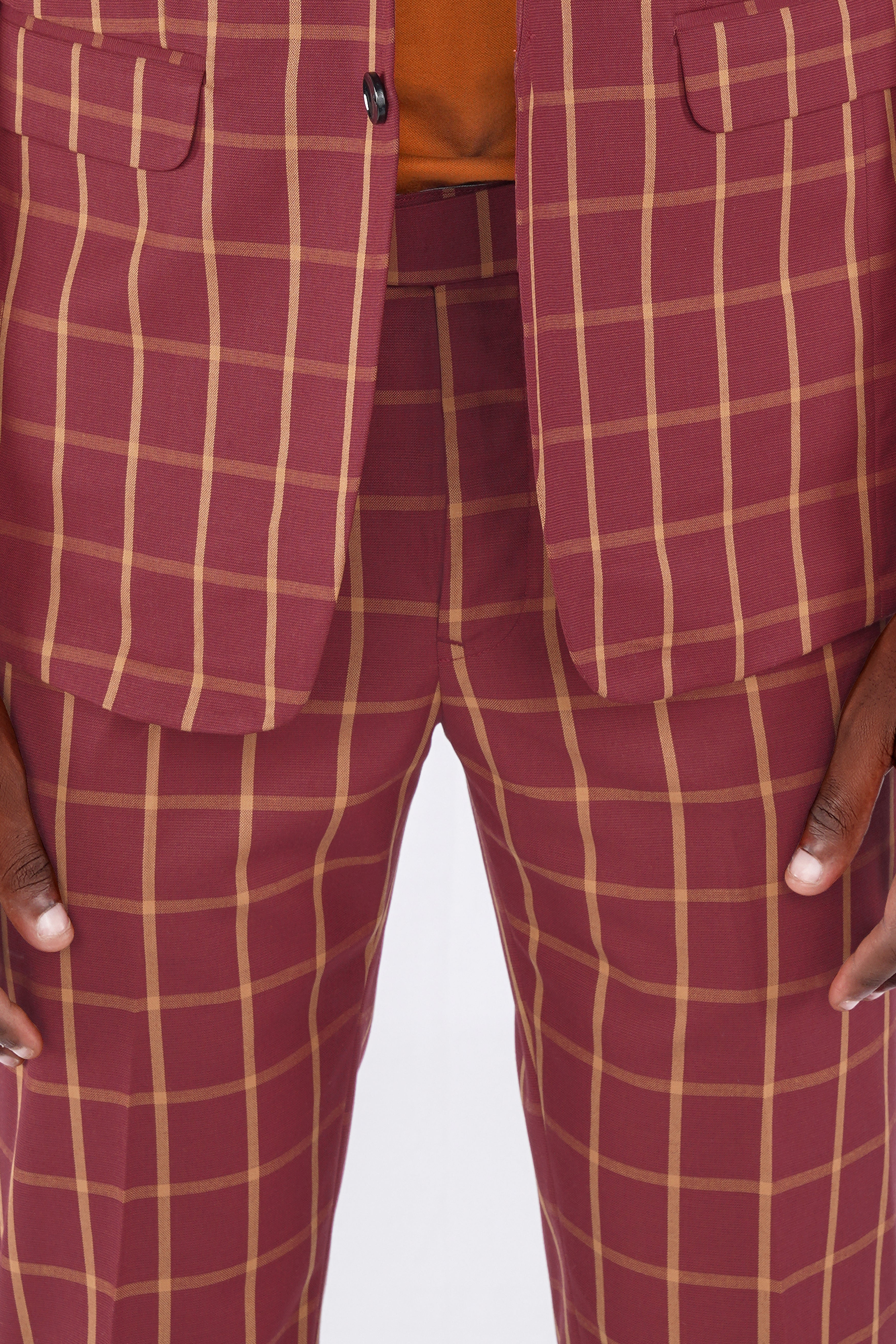Wine and Chestnut Brown Plaid Pant T2722-28, T2722-30, T2722-32, T2722-34, T2722-36, T2722-38, T2722-40, T2722-42, T2722-44