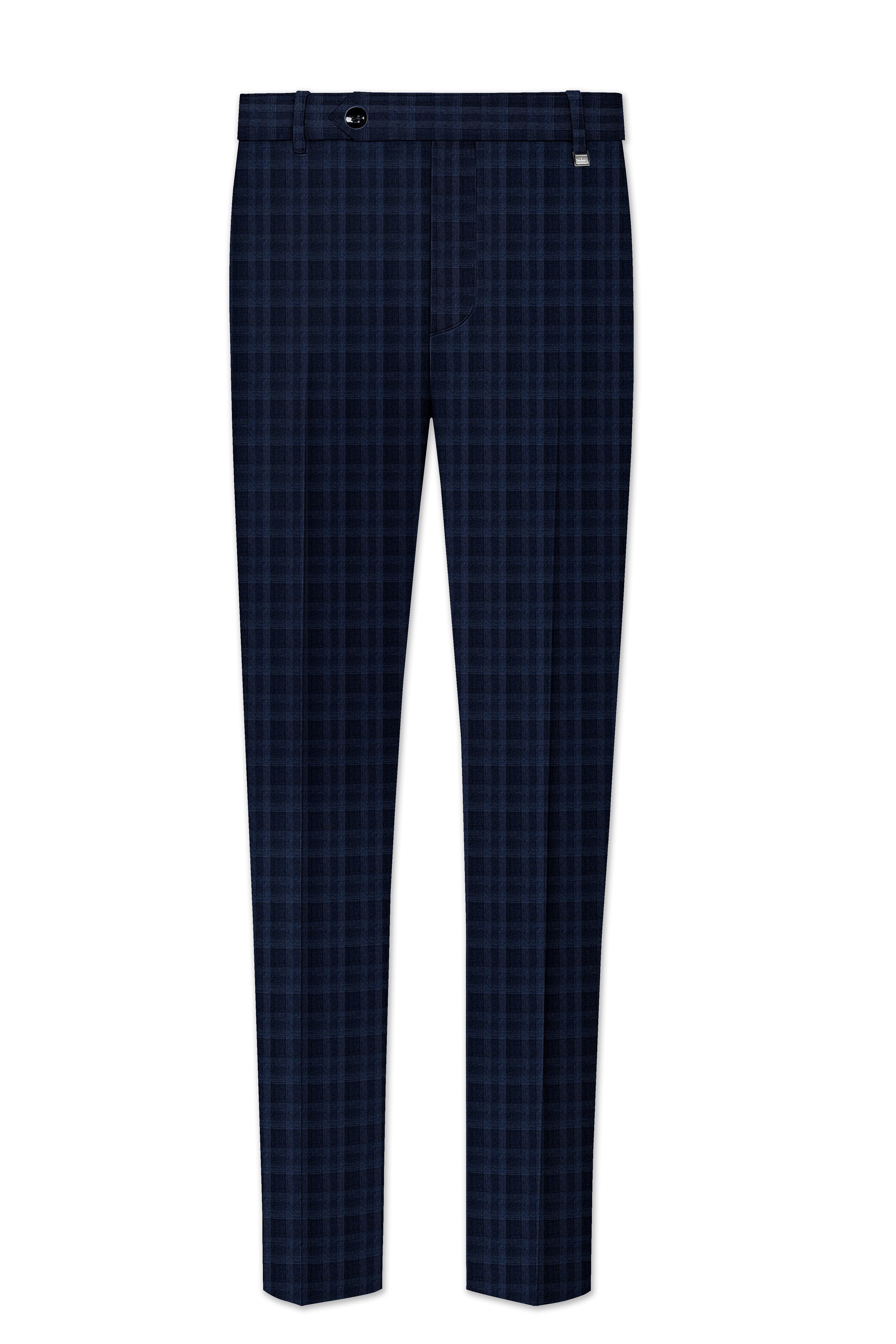 Baltic Sea Blue with Tuna Blue Checkered Wool Rich Pant