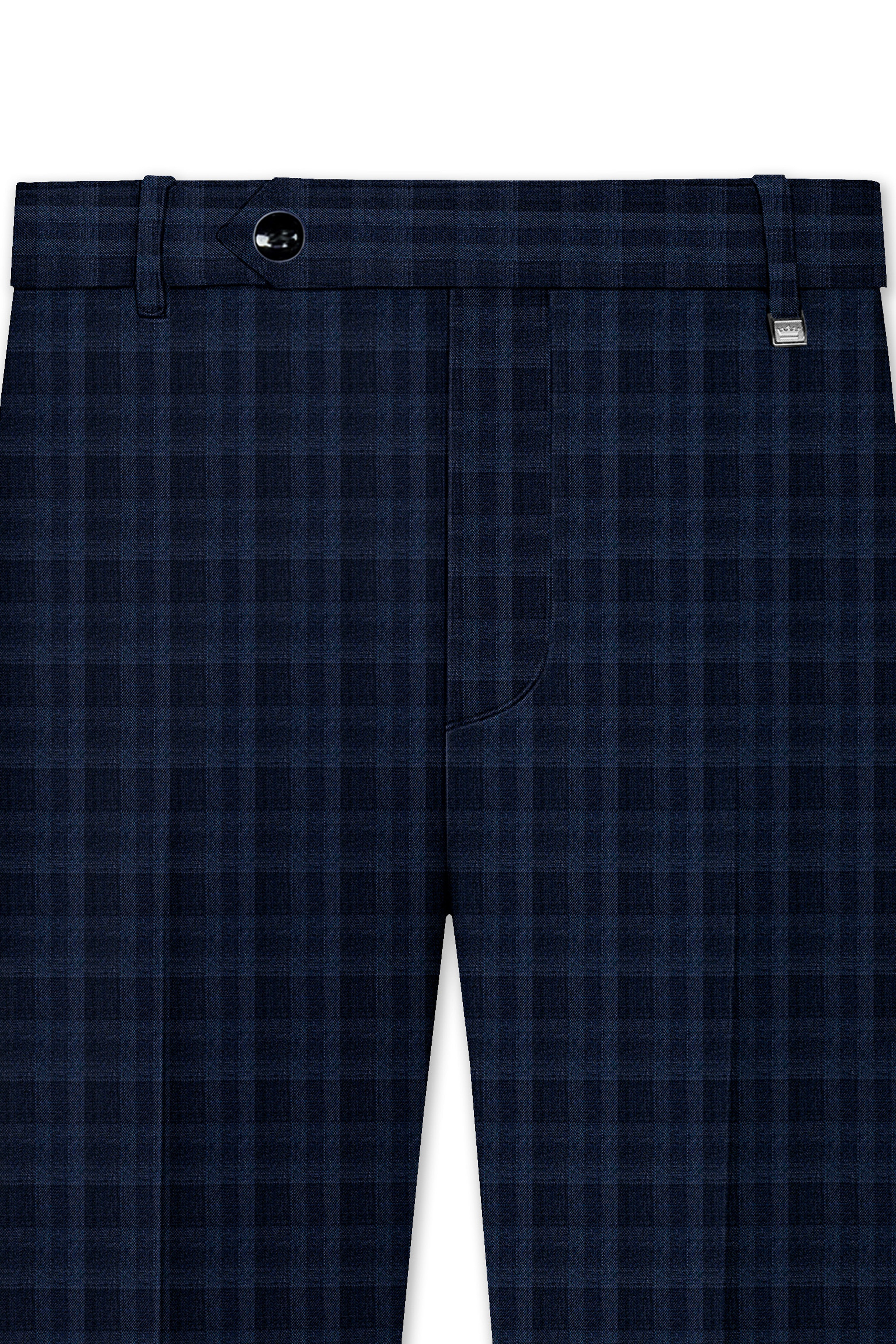 Baltic Sea Blue with Tuna Blue Checkered Wool Rich Pant