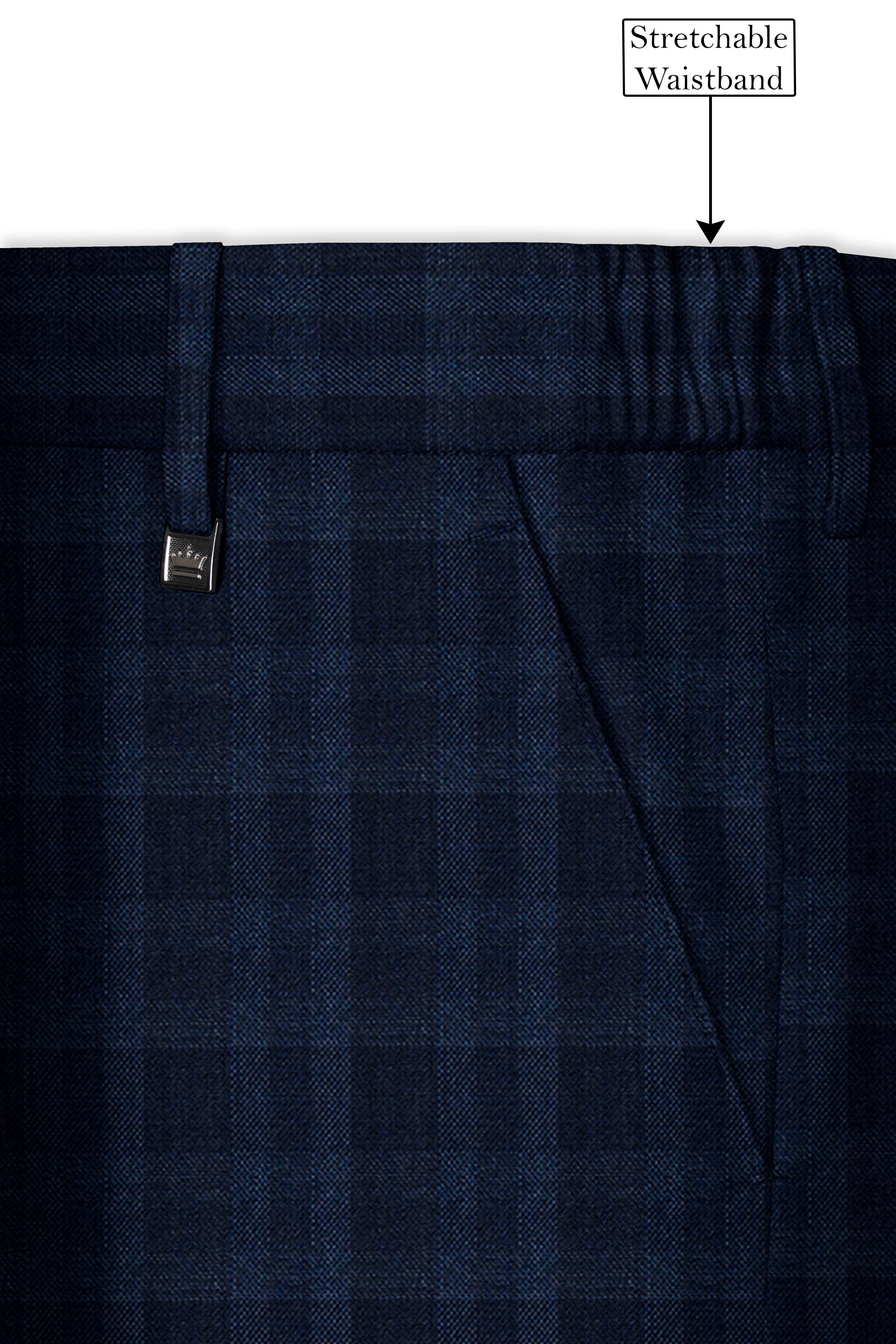 Baltic Sea Blue with Tuna Blue Checkered Wool Rich Pant