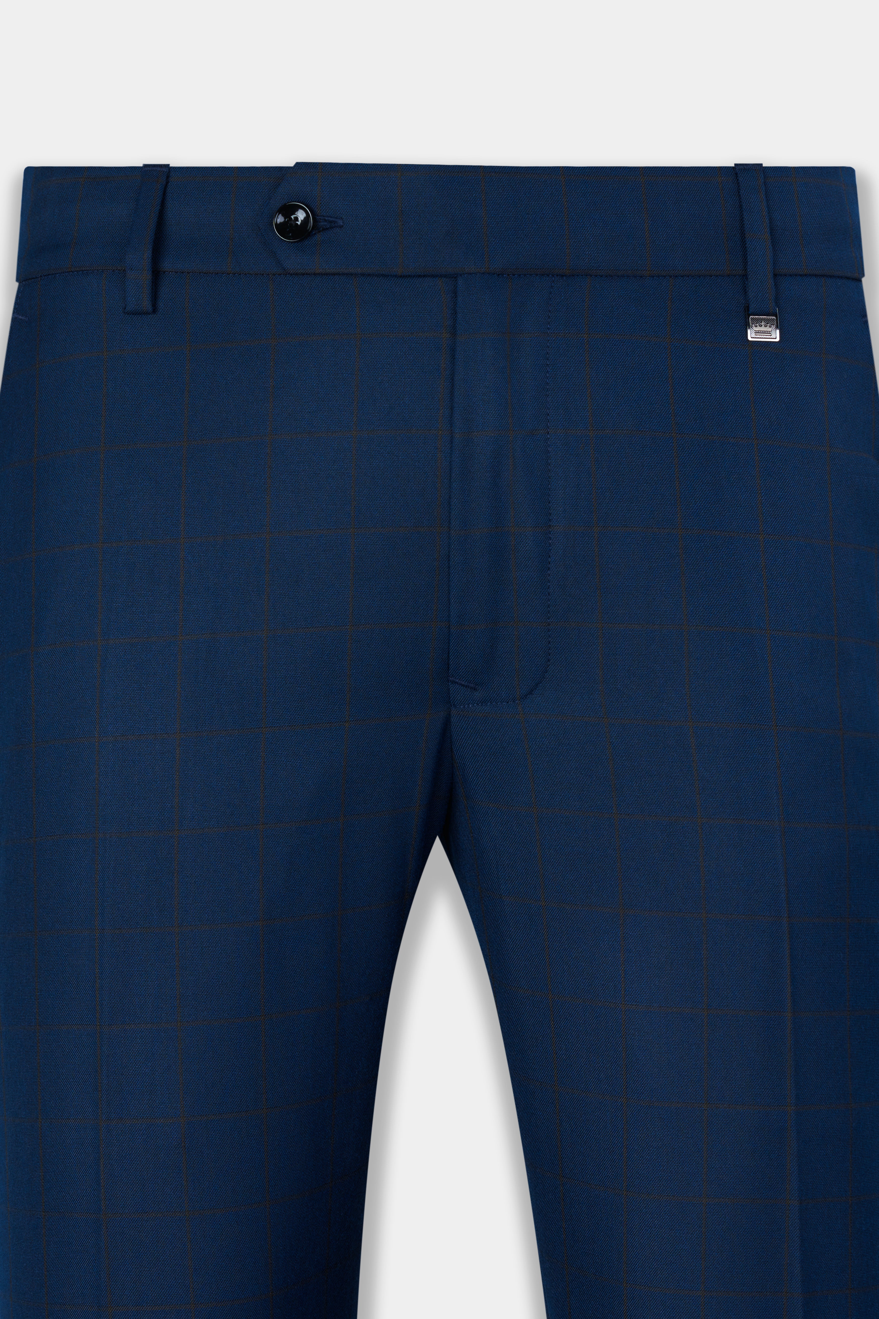 Tangaroa Blue and Subtle Black Checkered Wool Rich Pant T2871-28, T2871-30, T2871-32, T2871-34, T2871-36, T2871-38, T2871-40, T2871-42, T2871-44