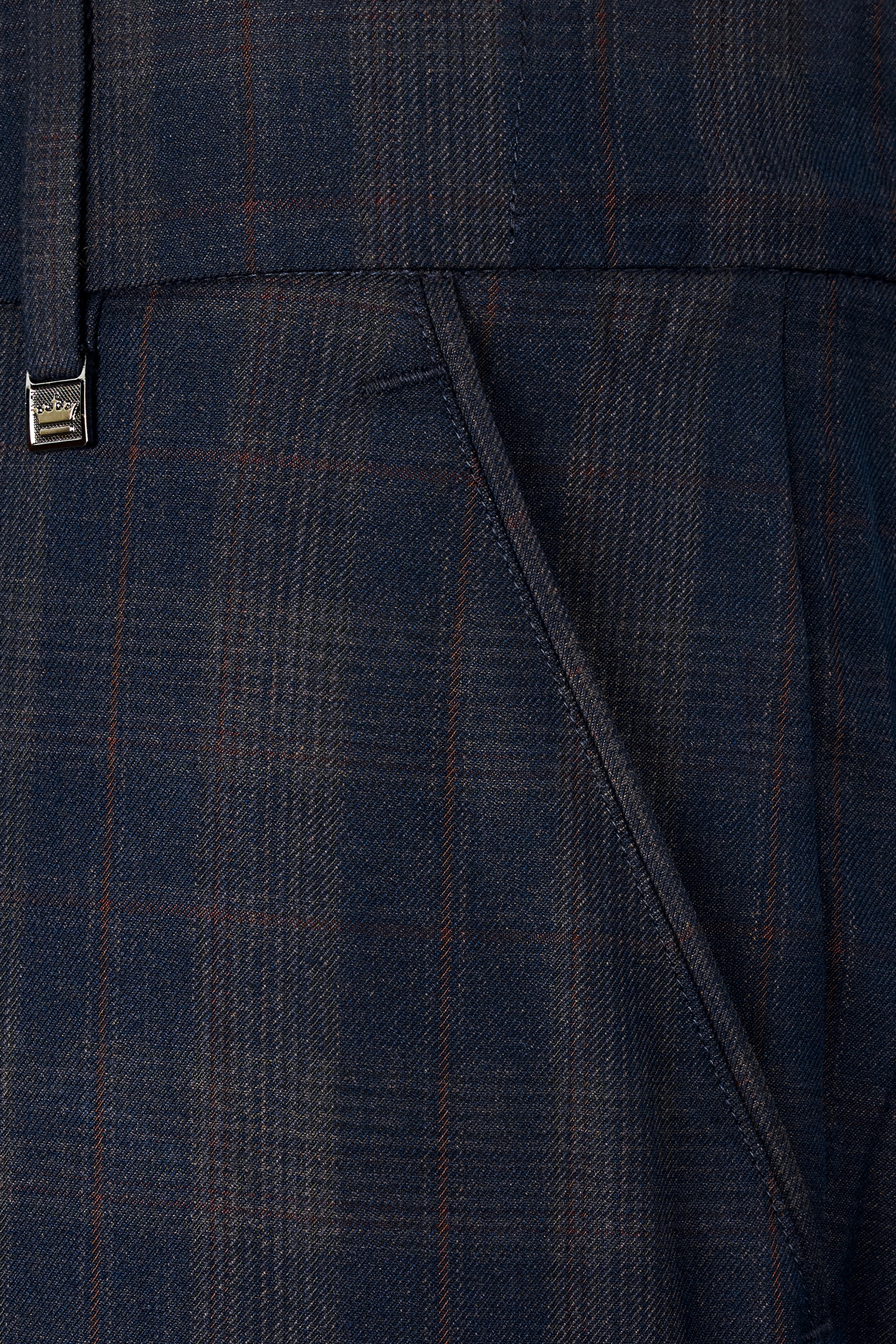 Admiral Blue and Cinereous Brown Plaid Wool Rich Pant T2872-28, T2872-30, T2872-32, T2872-34, T2872-36, T2872-38, T2872-40, T2872-42, T2872-44