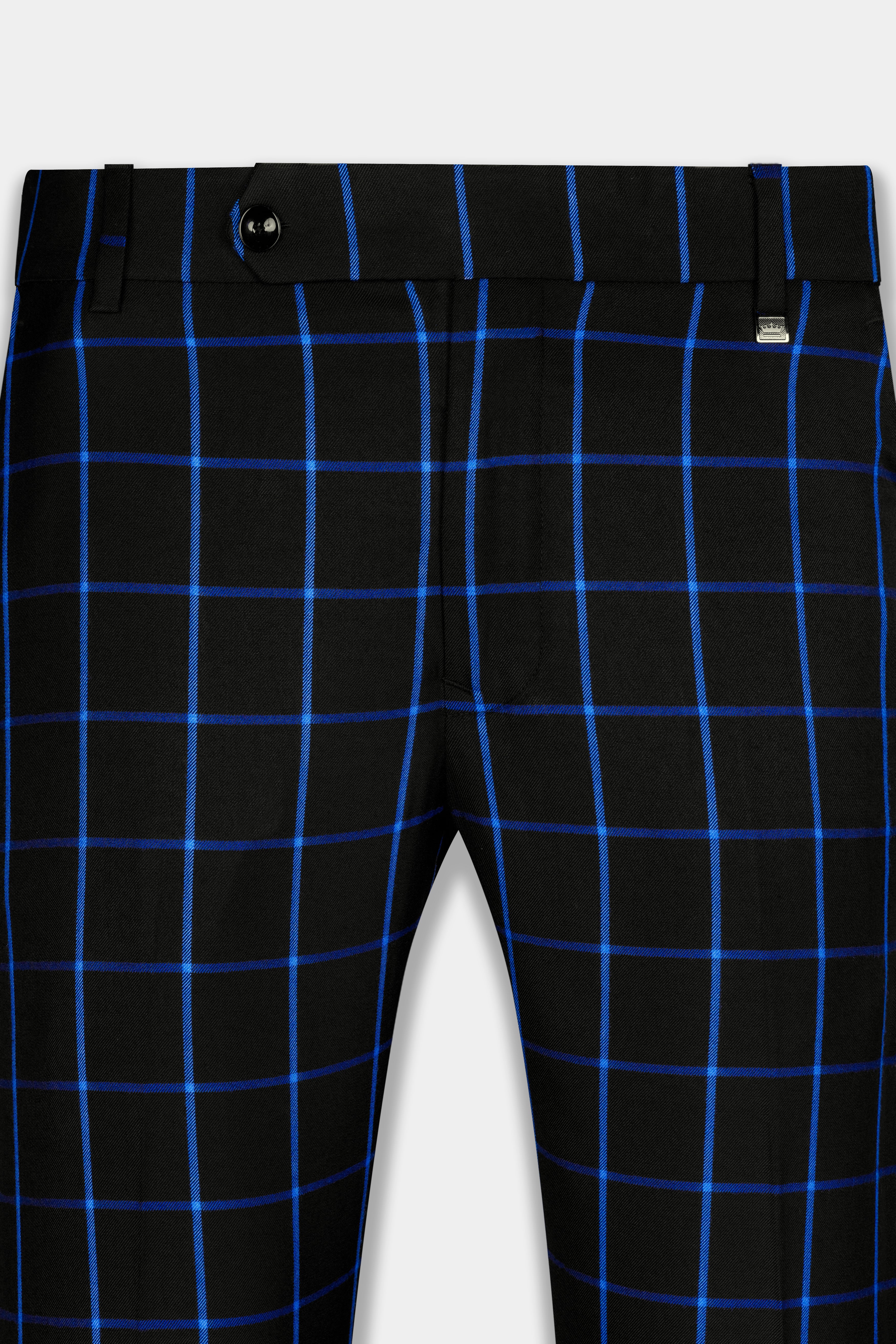 Jade Black with Cerulean Blue Windowpane Wool Rich Pant T2897-SW-28, T2897-SW-30, T2897-SW-32, T2897-SW-34, T2897-SW-36, T2897-SW-38, T2897-SW-40, T2897-SW-42, T2897-SW-44