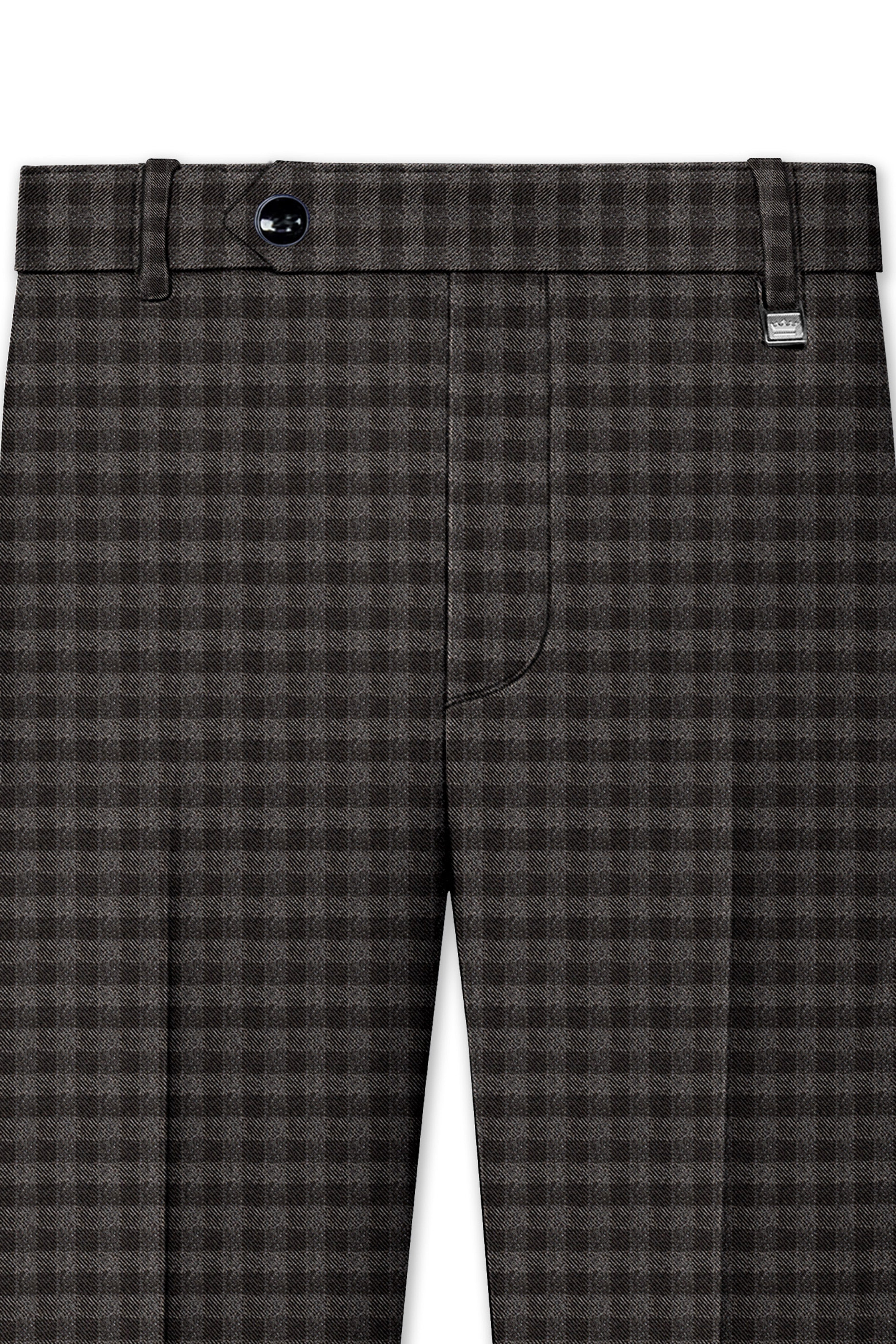 Jade Black and Storm Brown Checkered Wool Rich Pant