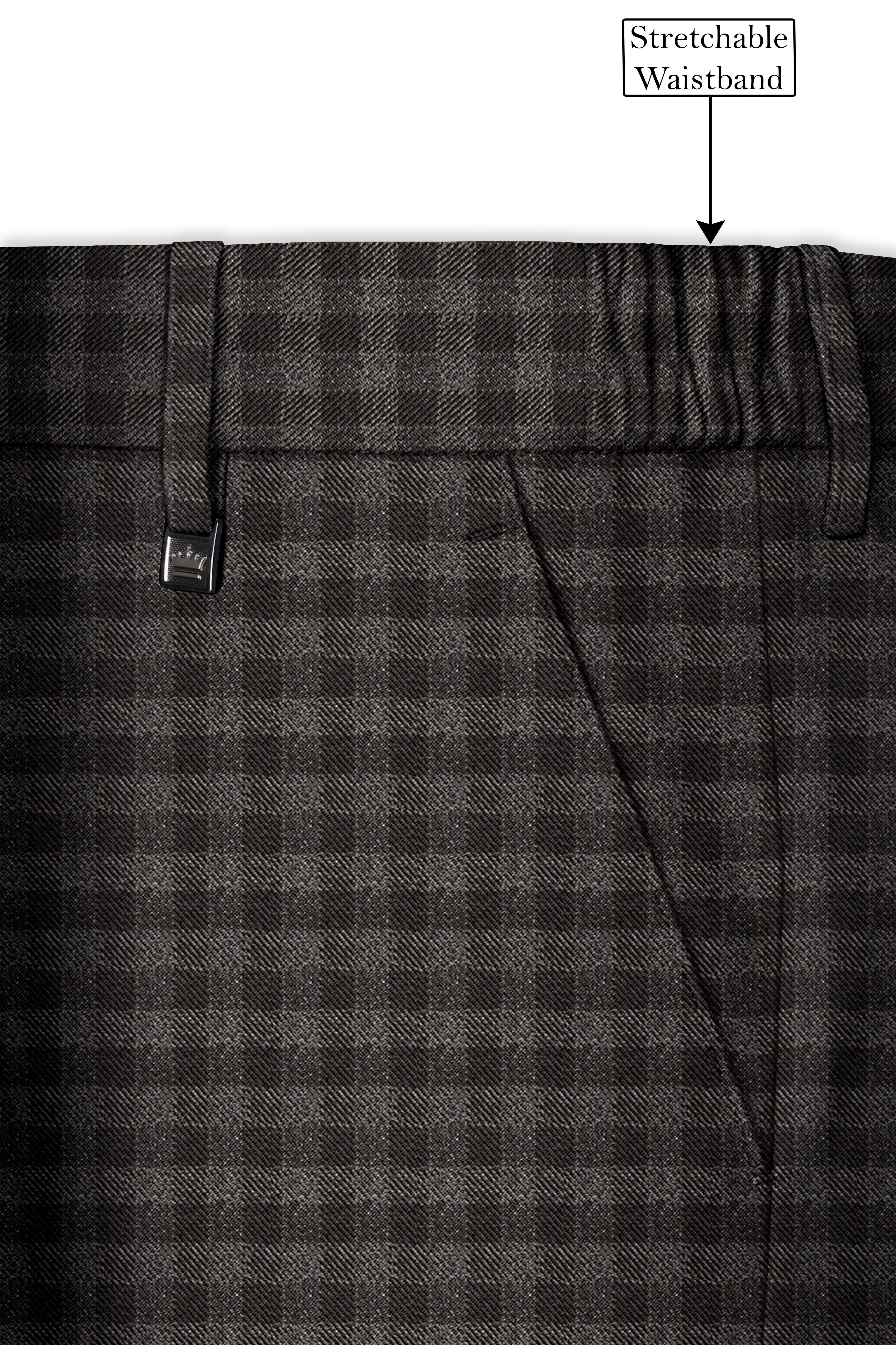 Jade Black and Storm Brown Checkered Wool Rich Pant