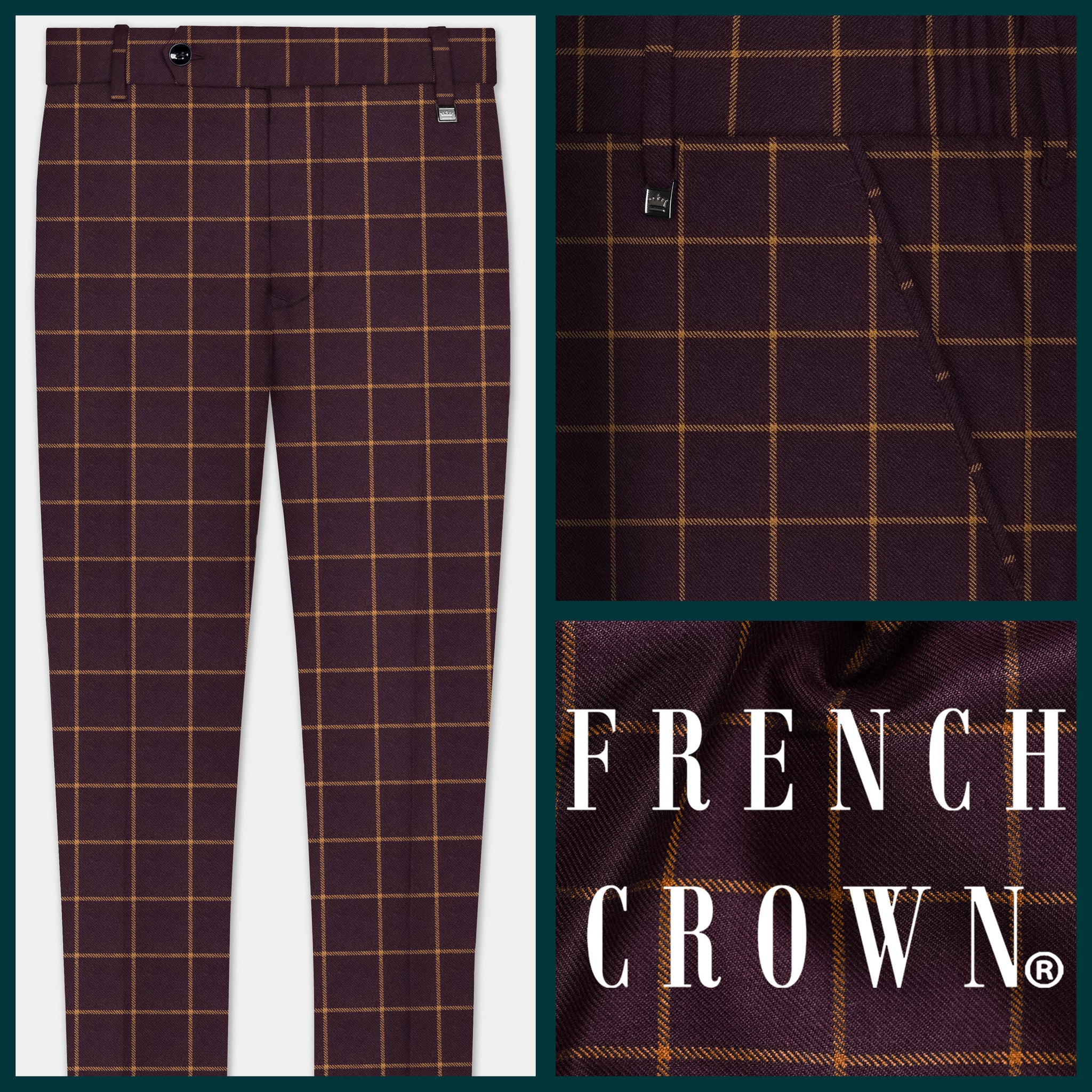 Wine Berry Silk Blend Straight Pant
