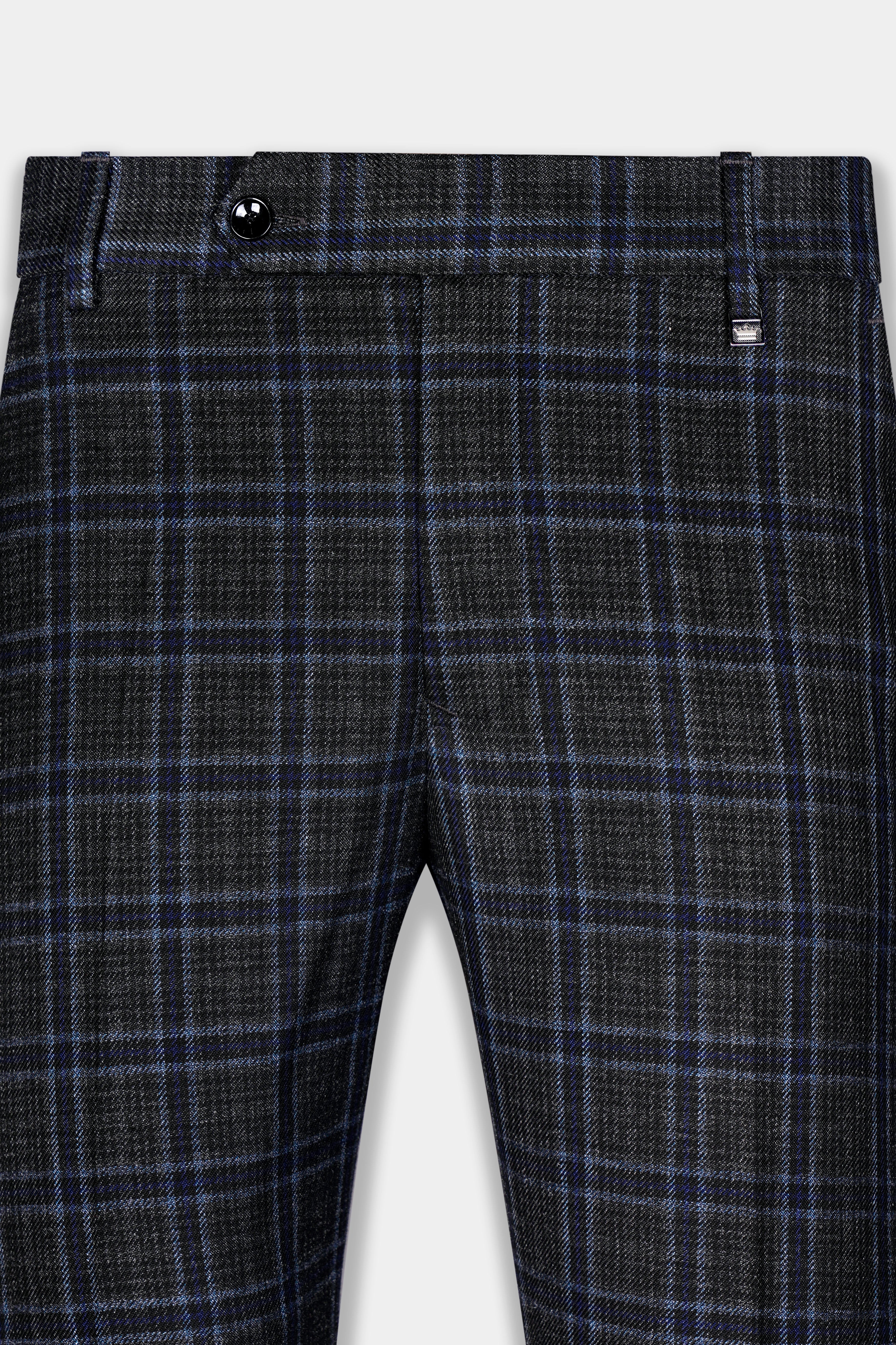 Bleached Black and Marine Blue Plaid Tweed Pant T2907-SW-28, T2907-SW-30, T2907-SW-32, T2907-SW-34, T2907-SW-36, T2907-SW-38, T2907-SW-40, T2907-SW-42, T2907-SW-44