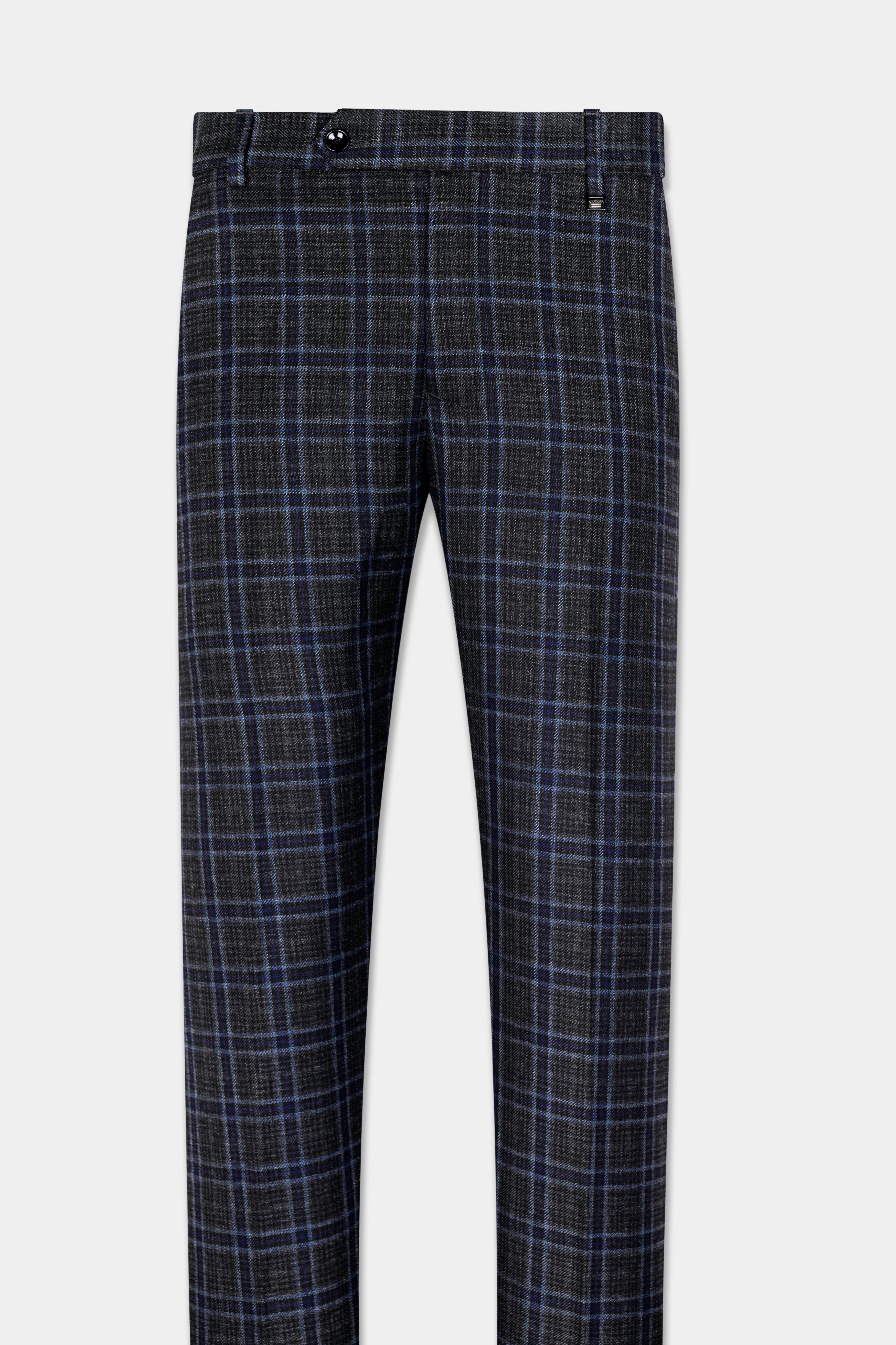 Bleached Black and Marine Blue Plaid Tweed Pant T2907-SW-28, T2907-SW-30, T2907-SW-32, T2907-SW-34, T2907-SW-36, T2907-SW-38, T2907-SW-40, T2907-SW-42, T2907-SW-44