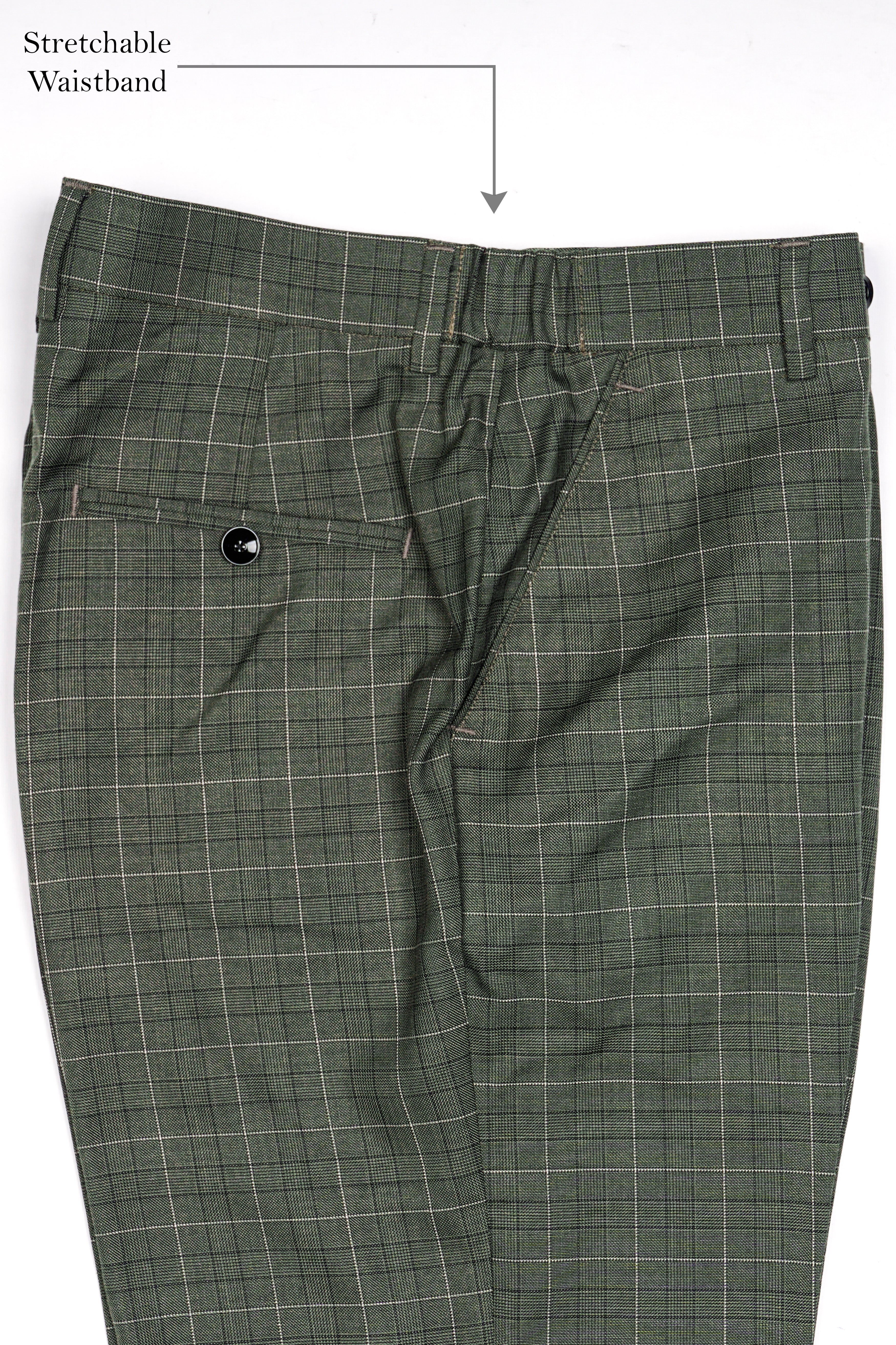 Artichoke Green Checkered Wool Rich Pant T2913-SW-28, T2913-SW-30, T2913-SW-32, T2913-SW-34, T2913-SW-36, T2913-SW-38, T2913-SW-40, T2913-SW-42, T2913-SW-44