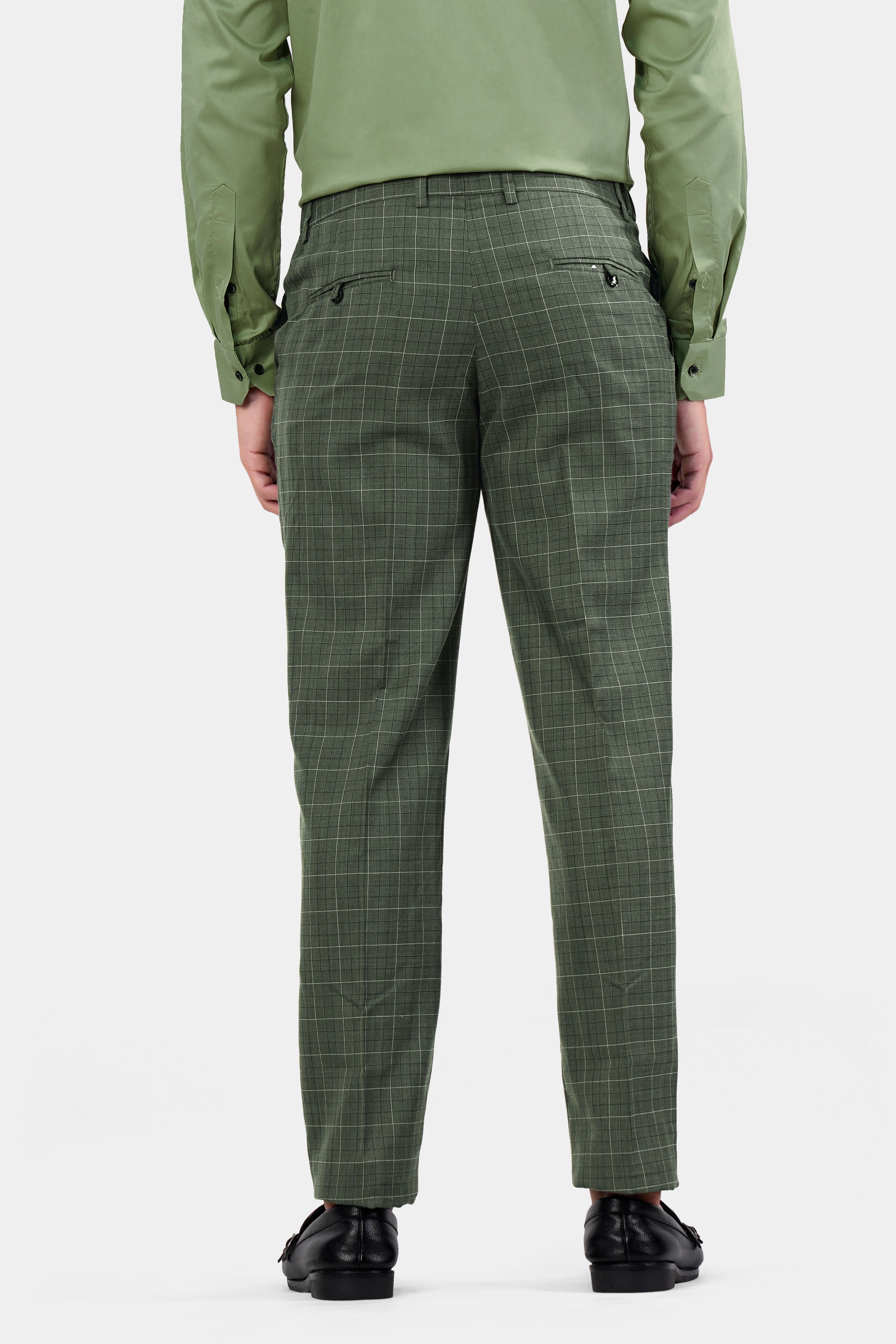 Artichoke Green Checkered Wool Rich Pant T2913-SW-28, T2913-SW-30, T2913-SW-32, T2913-SW-34, T2913-SW-36, T2913-SW-38, T2913-SW-40, T2913-SW-42, T2913-SW-44