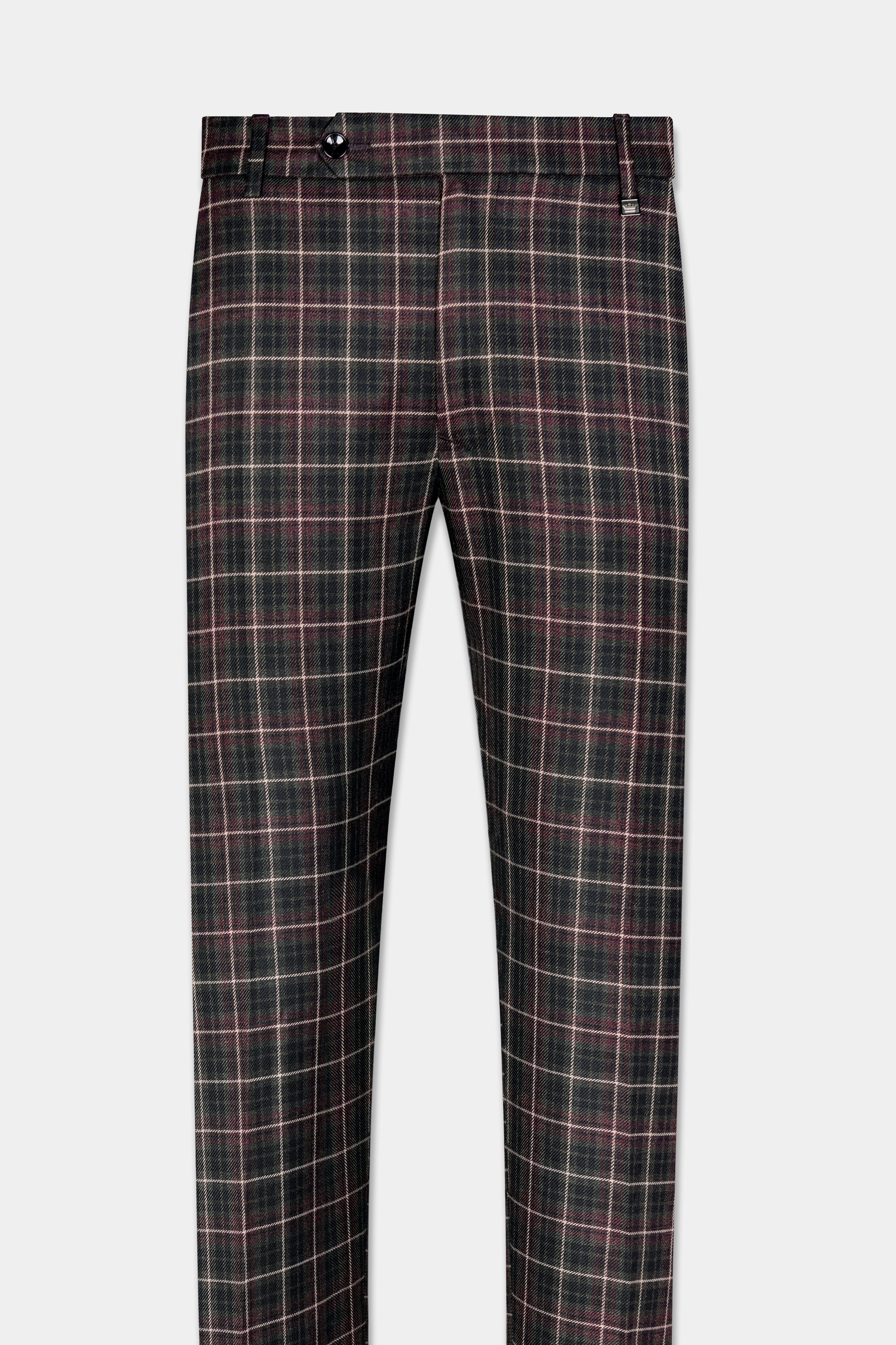 Fuscous Black and Rock Pink Plaid Tweed Pant T2921-SW-28, T2921-SW-30, T2921-SW-32, T2921-SW-34, T2921-SW-36, T2921-SW-38, T2921-SW-40, T2921-SW-42, T2921-SW-44