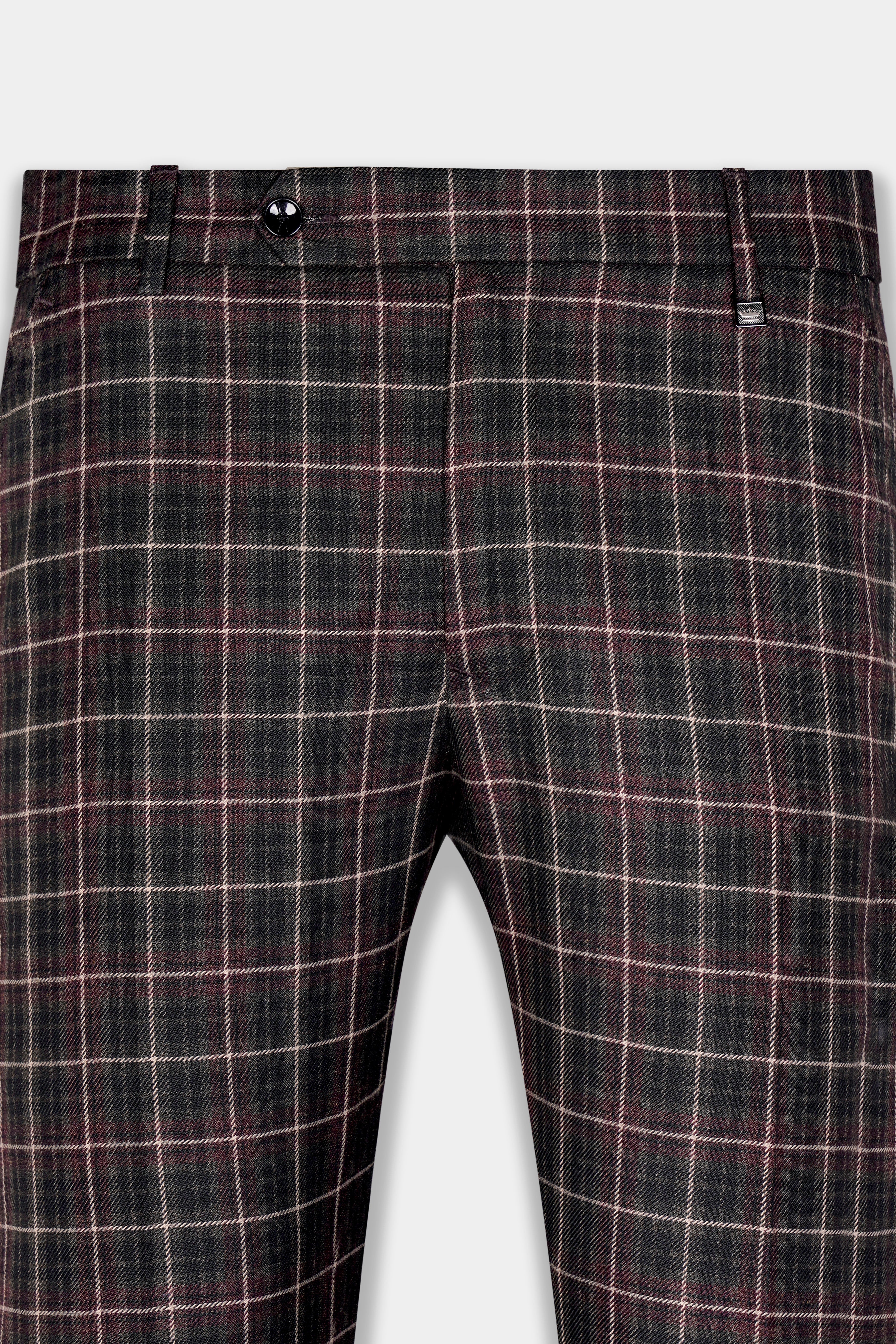 Fuscous Black and Rock Pink Plaid Tweed Pant T2921-SW-28, T2921-SW-30, T2921-SW-32, T2921-SW-34, T2921-SW-36, T2921-SW-38, T2921-SW-40, T2921-SW-42, T2921-SW-44