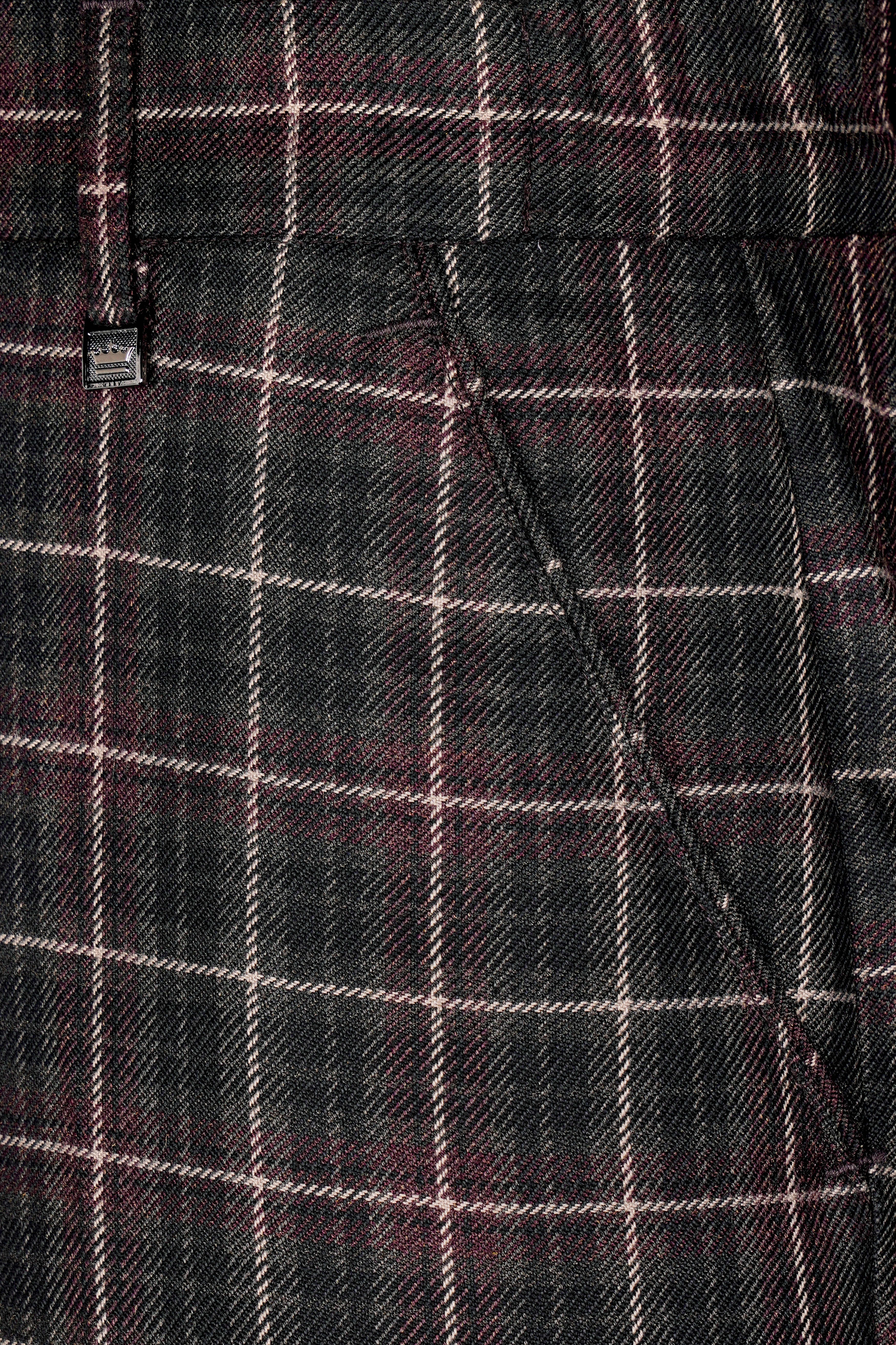 Fuscous Black and Rock Pink Plaid Tweed Pant T2921-SW-28, T2921-SW-30, T2921-SW-32, T2921-SW-34, T2921-SW-36, T2921-SW-38, T2921-SW-40, T2921-SW-42, T2921-SW-44