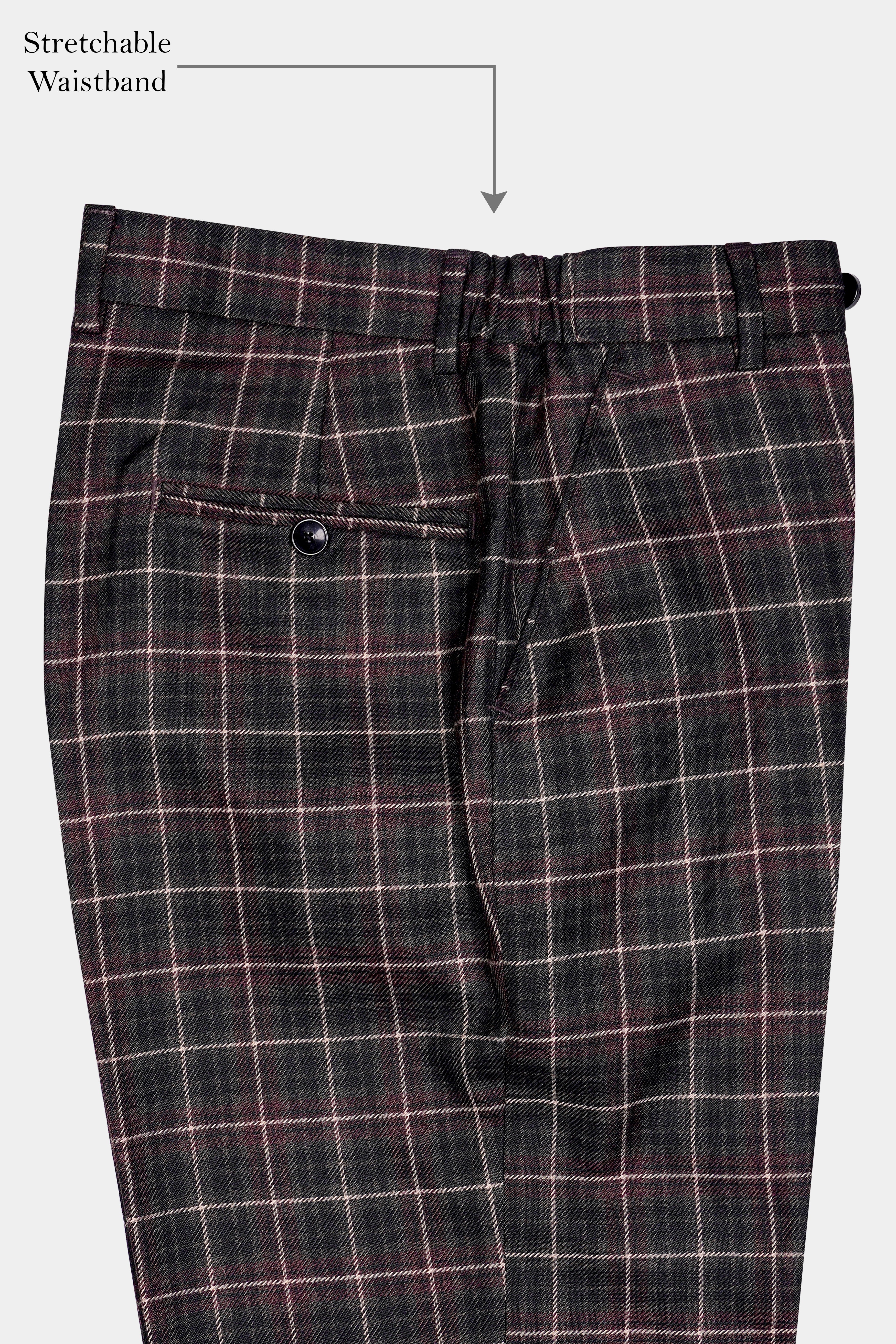 Fuscous Black and Rock Pink Plaid Tweed Pant T2921-SW-28, T2921-SW-30, T2921-SW-32, T2921-SW-34, T2921-SW-36, T2921-SW-38, T2921-SW-40, T2921-SW-42, T2921-SW-44
