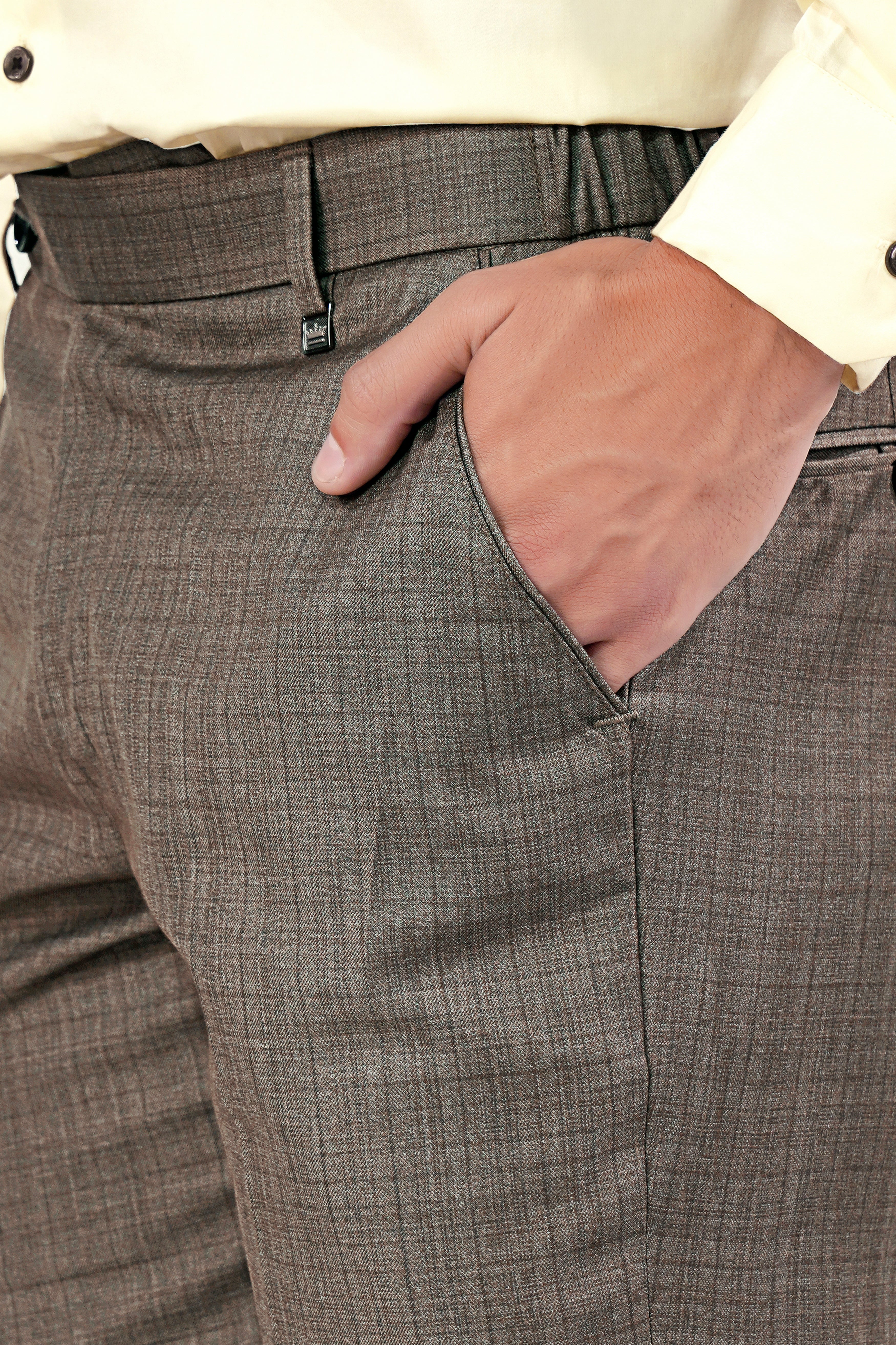 Hemp Brown Checkered Wool Rich Stretchable Pant T2935-SW-28, T2935-SW-30, T2935-SW-32, T2935-SW-34, T2935-SW-36, T2935-SW-38, T2935-SW-40, T2935-SW-42, T2935-SW-44