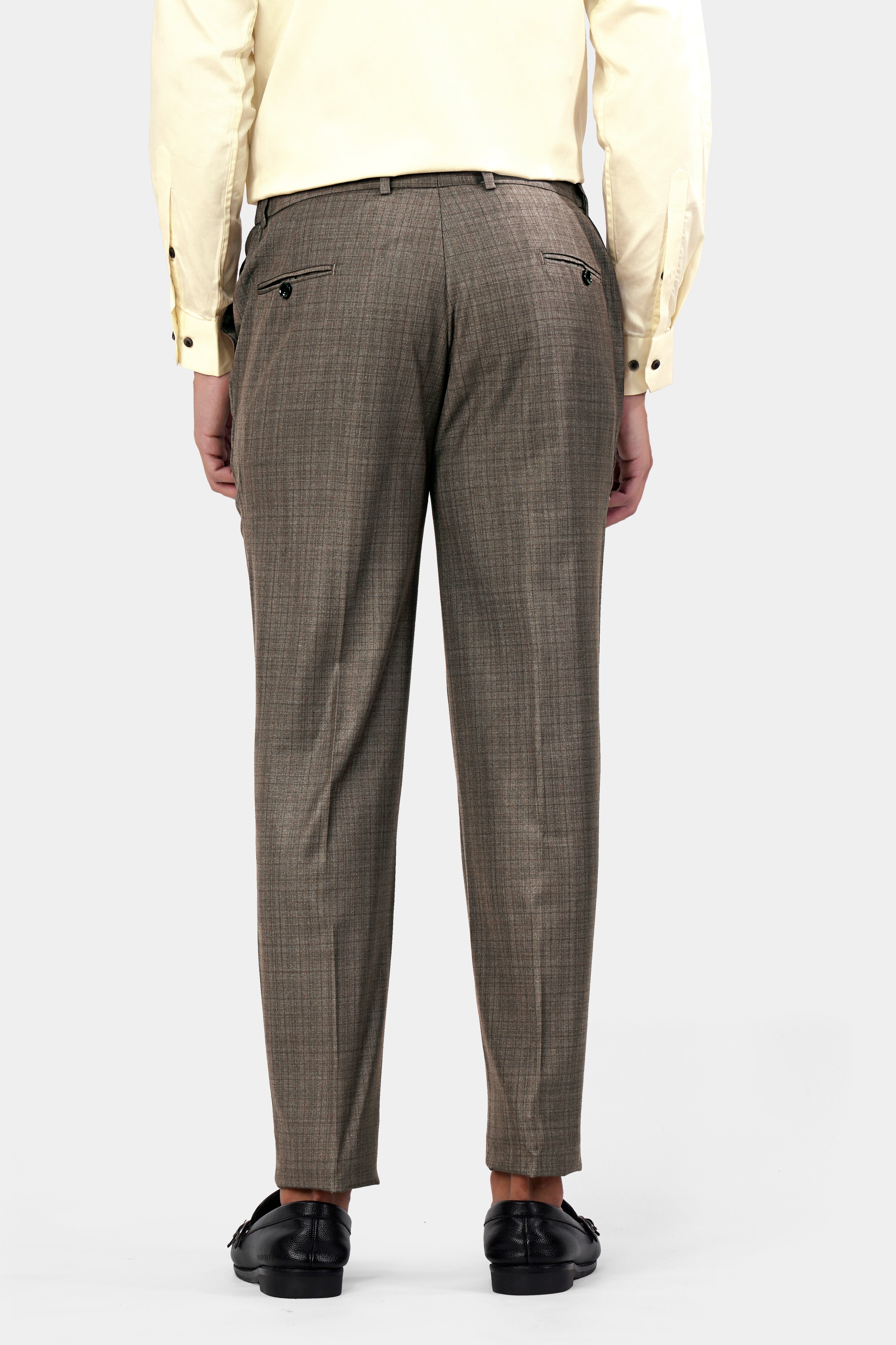 Hemp Brown Checkered Wool Rich Stretchable Pant T2935-SW-28, T2935-SW-30, T2935-SW-32, T2935-SW-34, T2935-SW-36, T2935-SW-38, T2935-SW-40, T2935-SW-42, T2935-SW-44