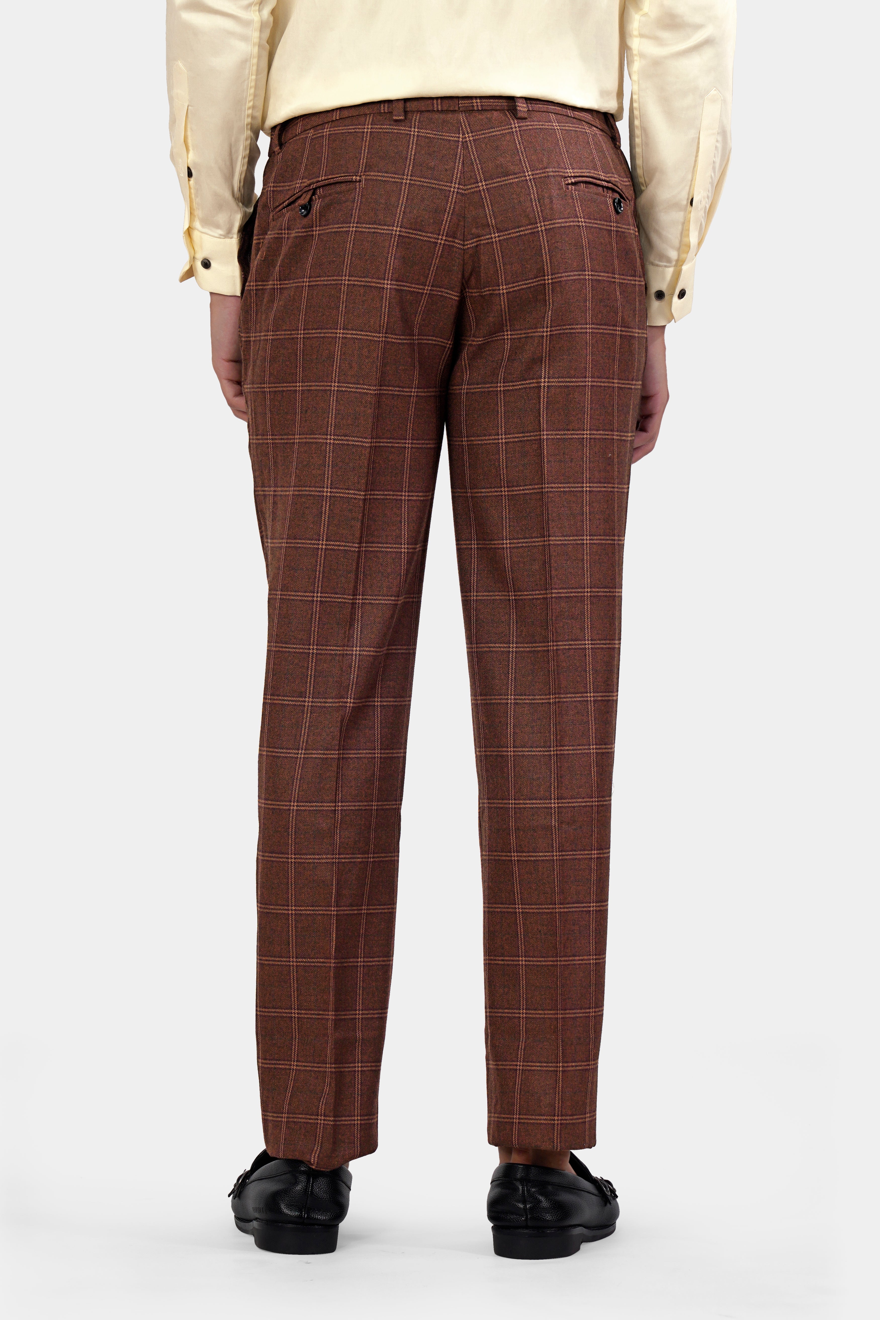 Bole Brown Windowpane Tweed Stretchable Pant T2937-SW-28, T2937-SW-30, T2937-SW-32, T2937-SW-34, T2937-SW-36, T2937-SW-38, T2937-SW-40, T2937-SW-42, T2937-SW-44