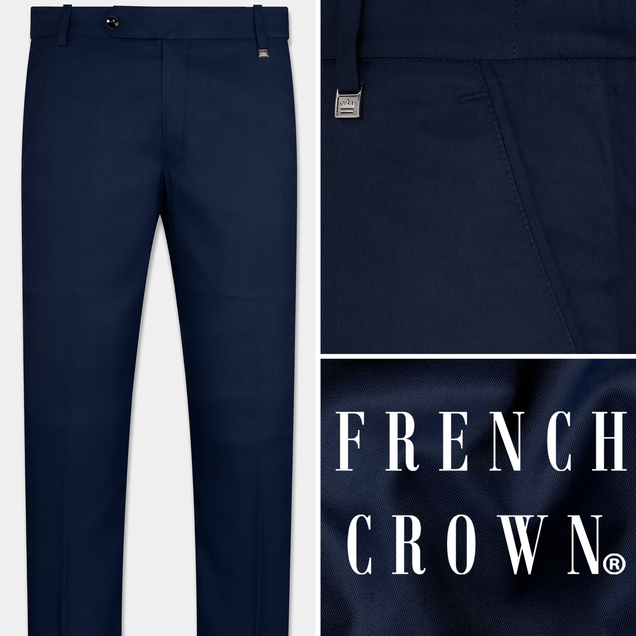 Space Cadet Blue Textured Premium Wool Blend Pant For Men