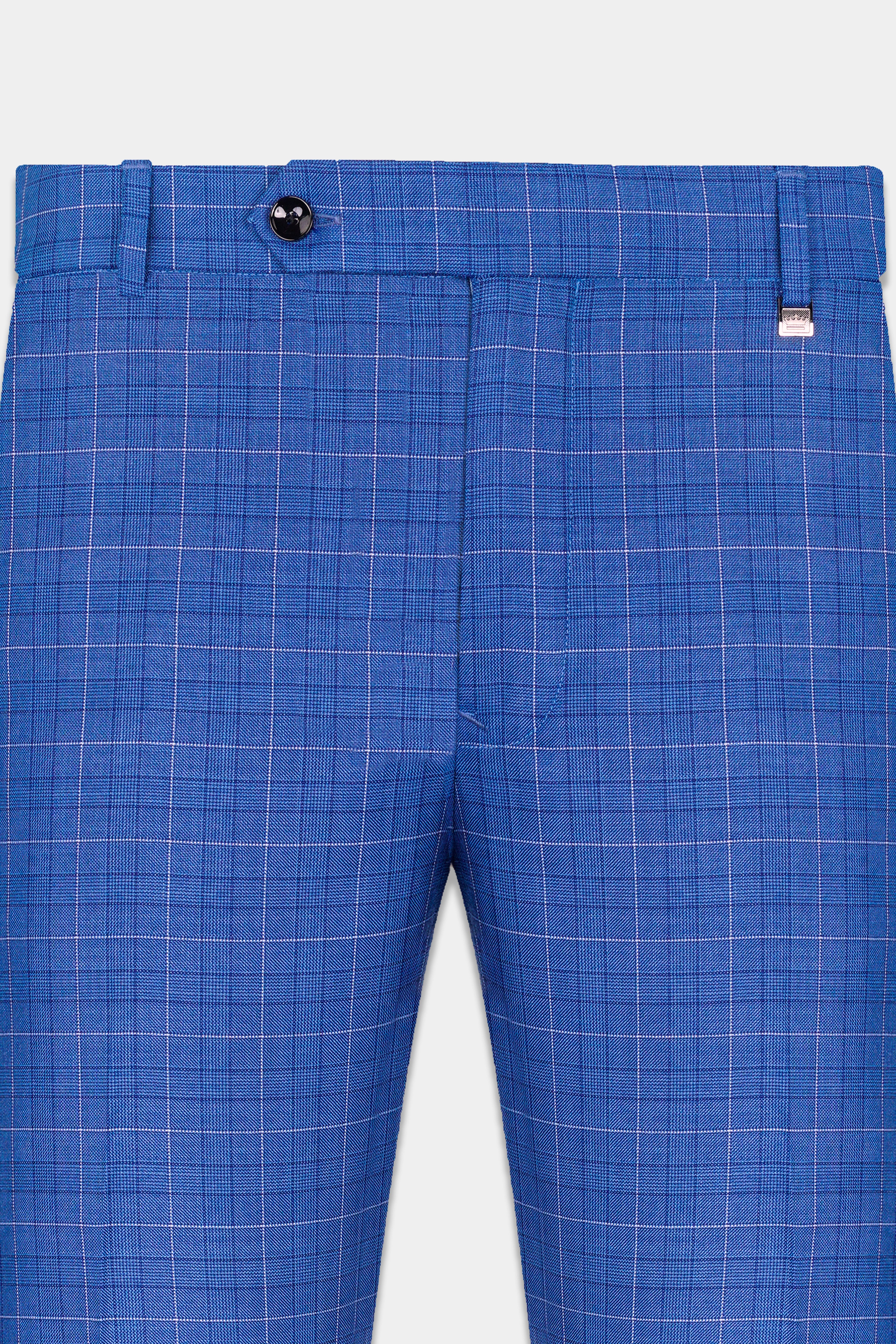 Cobalt Blue Checkered Wool Rich Stretchable Pant T2947-SW-28, T2947-SW-30, T2947-SW-32, T2947-SW-34, T2947-SW-36, T2947-SW-38, T2947-SW-40, T2947-SW-42, T2947-SW-44