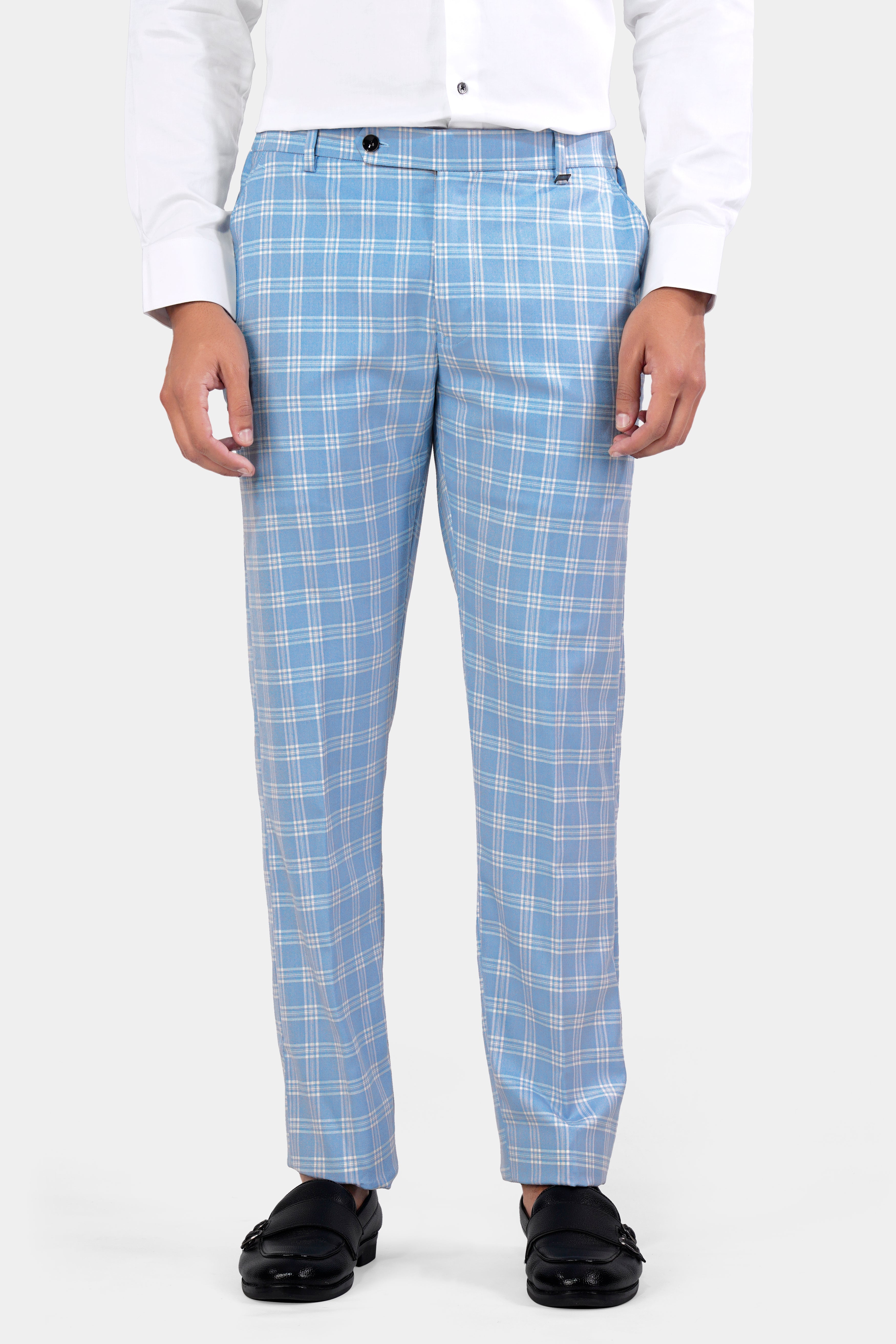 Casper Blue Plaid Wool Rich Stretchable Pant T2959-SW-28, T2959-SW-30, T2959-SW-32, T2959-SW-34, T2959-SW-36, T2959-SW-38, T2959-SW-40, T2959-SW-42, T2959-SW-44