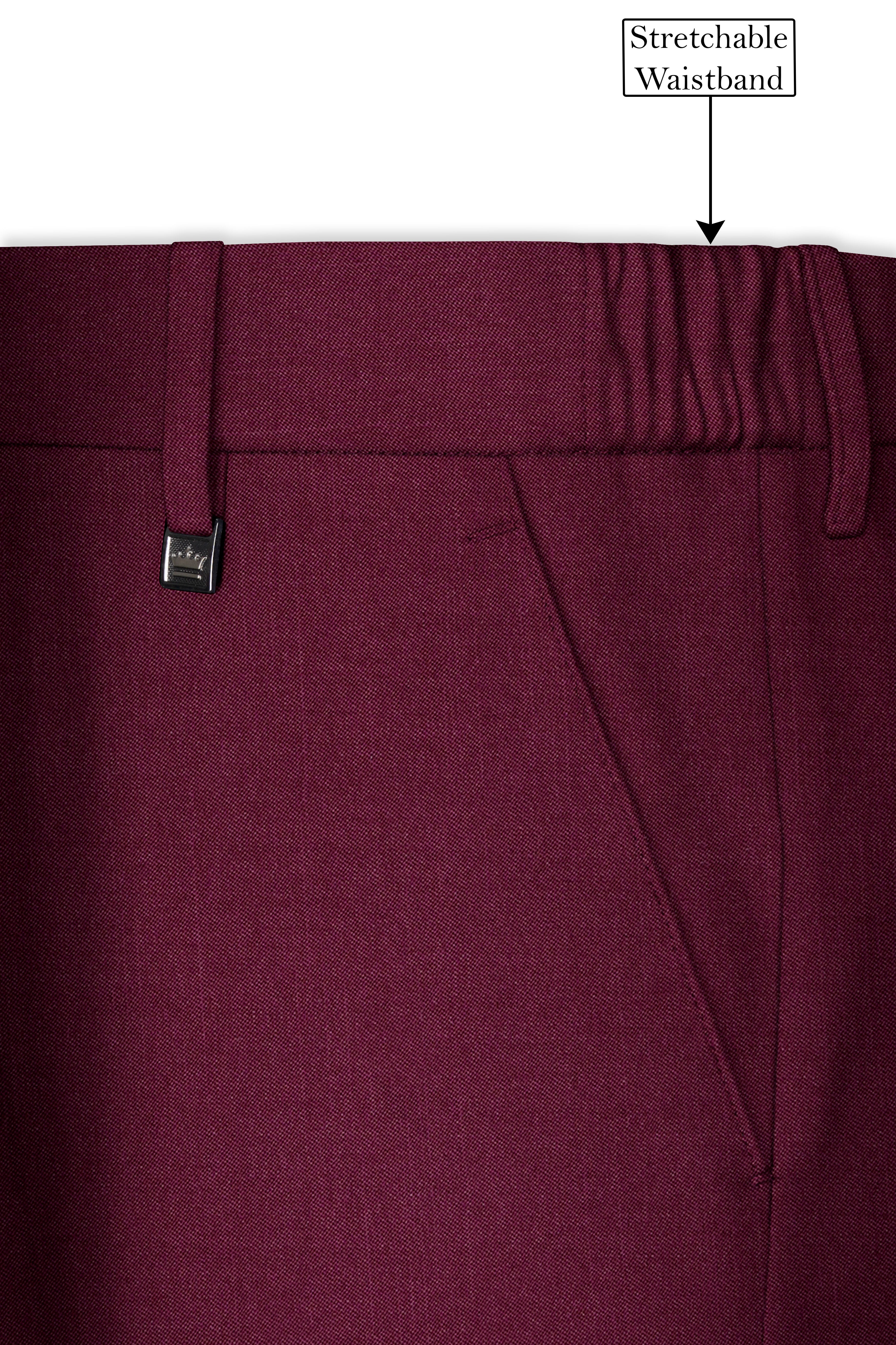 Bordeaux Maroon Wool Rich Pant