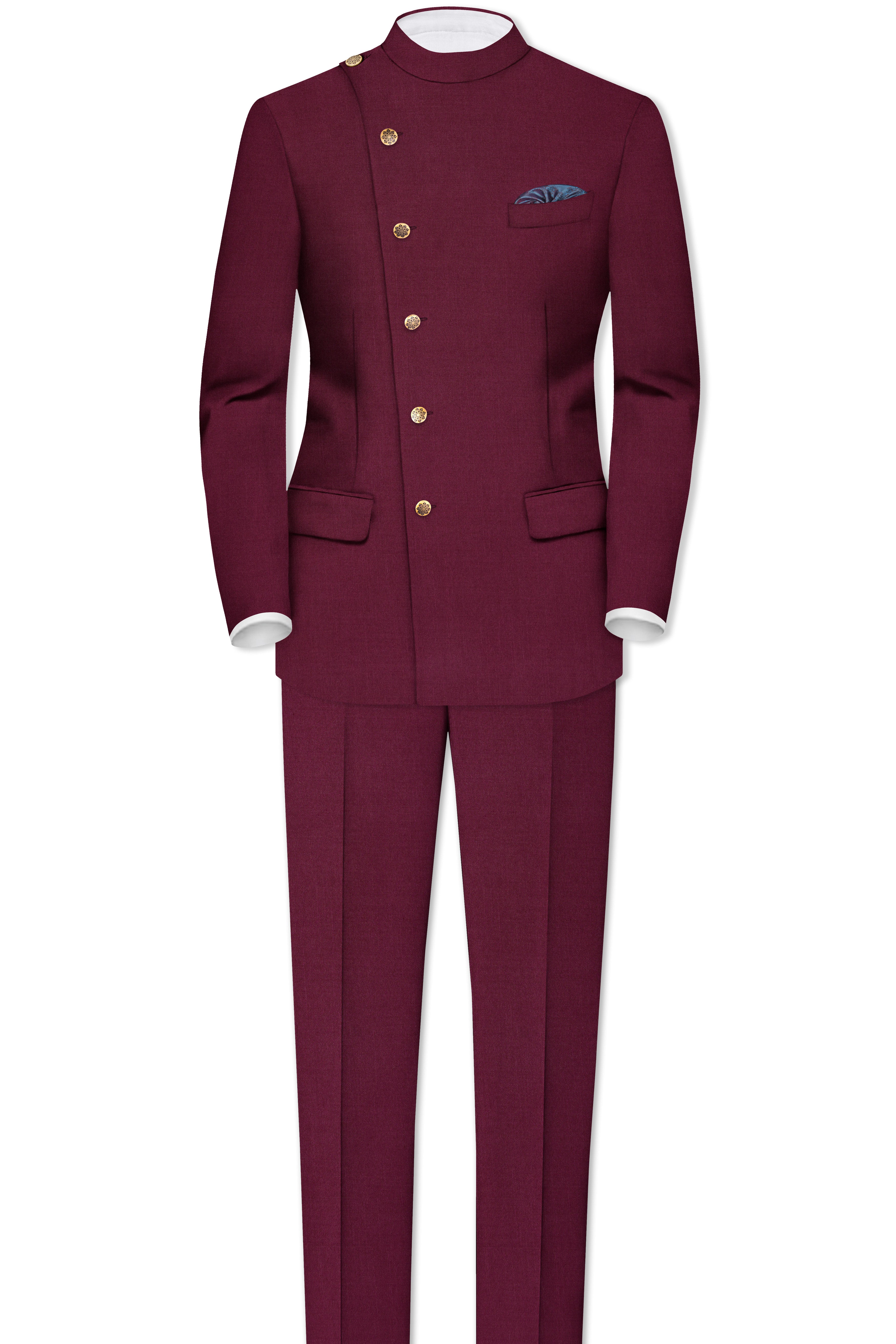 Bordeaux Maroon Wool Rich Pant