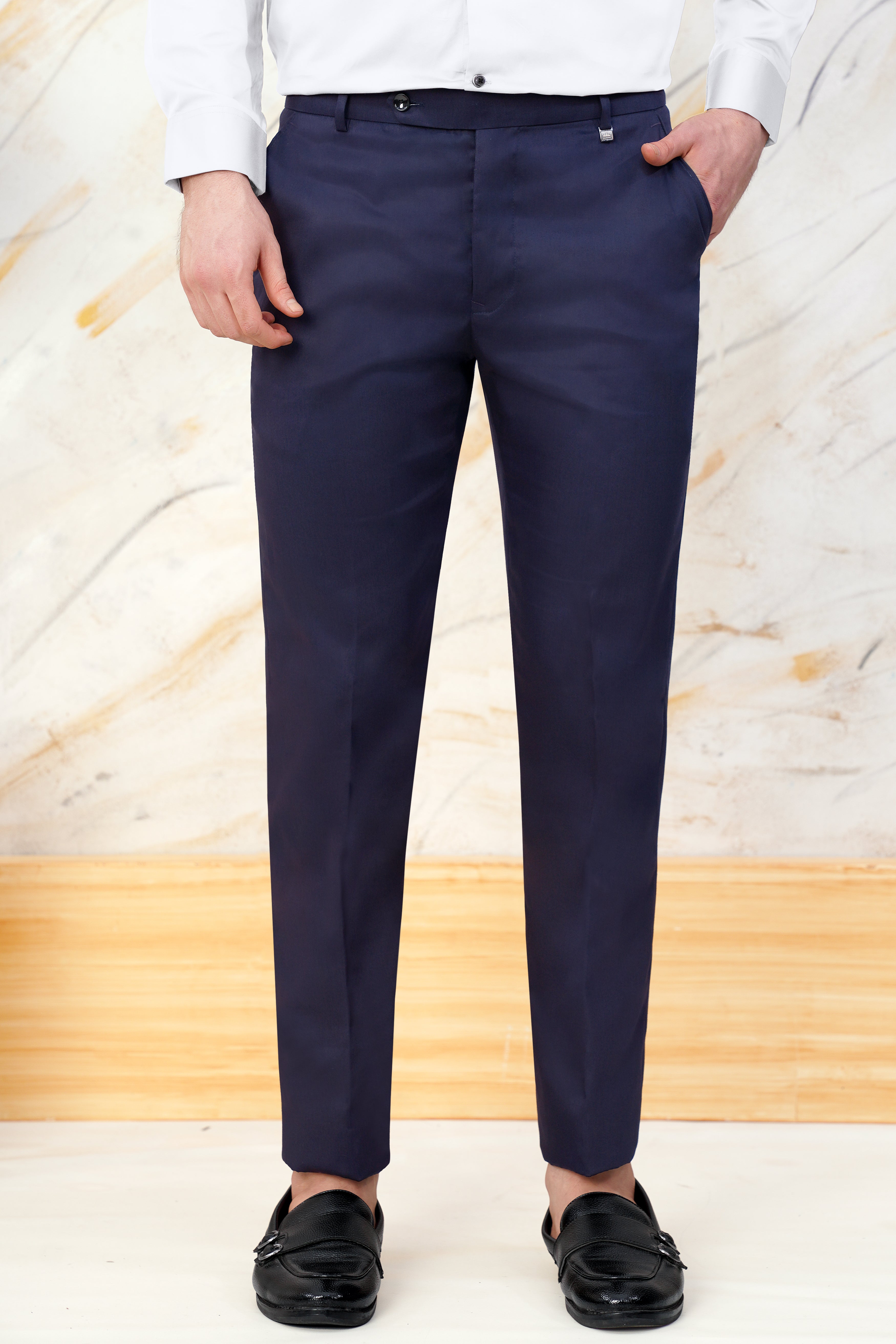 Ebony Clay Blue Wool Rich Pant T3062-28, T3062-30, T3062-32, T3062-34, T3062-36, T3062-38, T3062-40, T3062-42, T3062-44