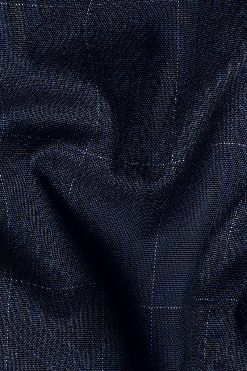 Ebony Blue and Bright White Windowpane Stretchable Waistband Premium Cotton Pant