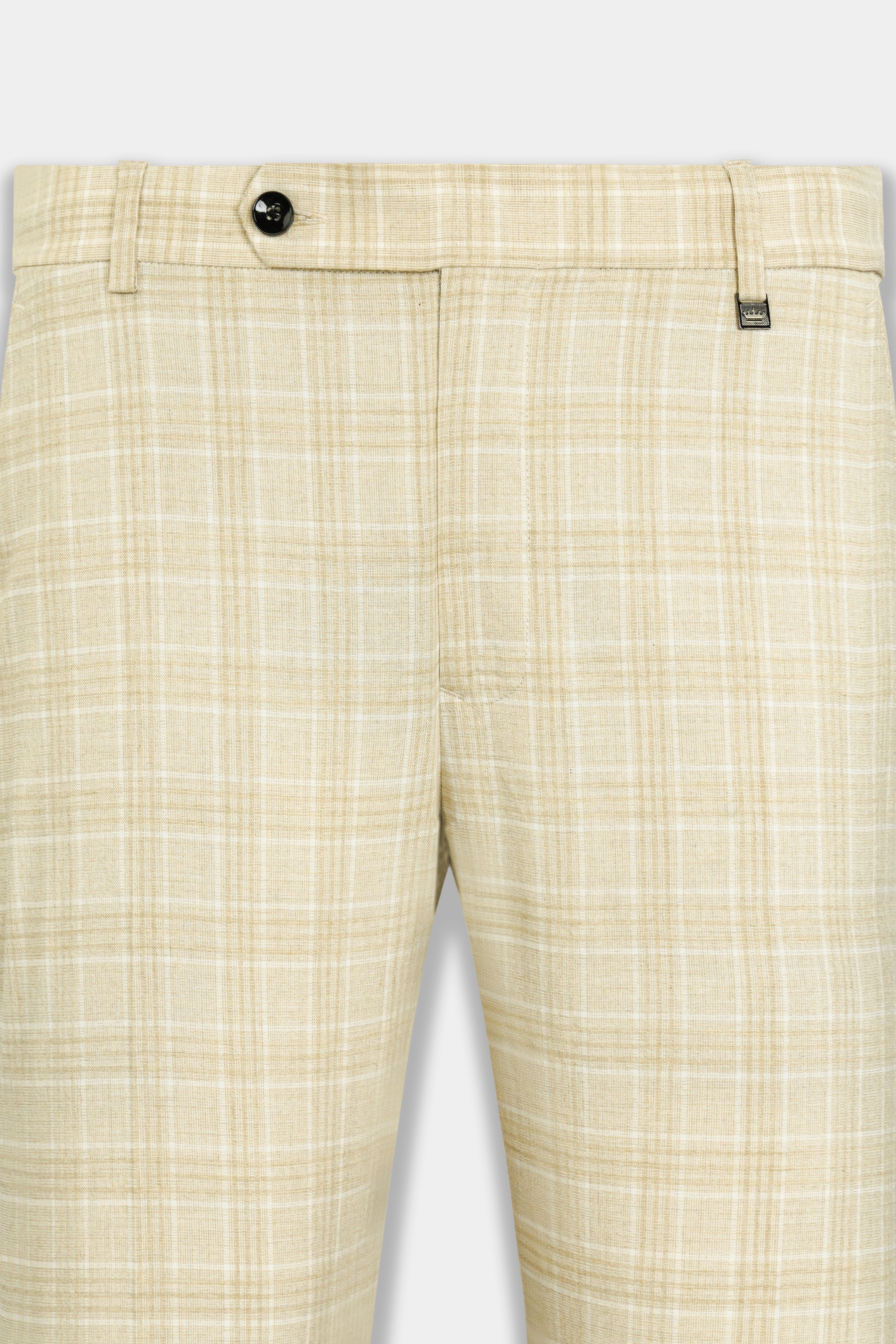 Hampton Beige Wool Rich Plaid Pant