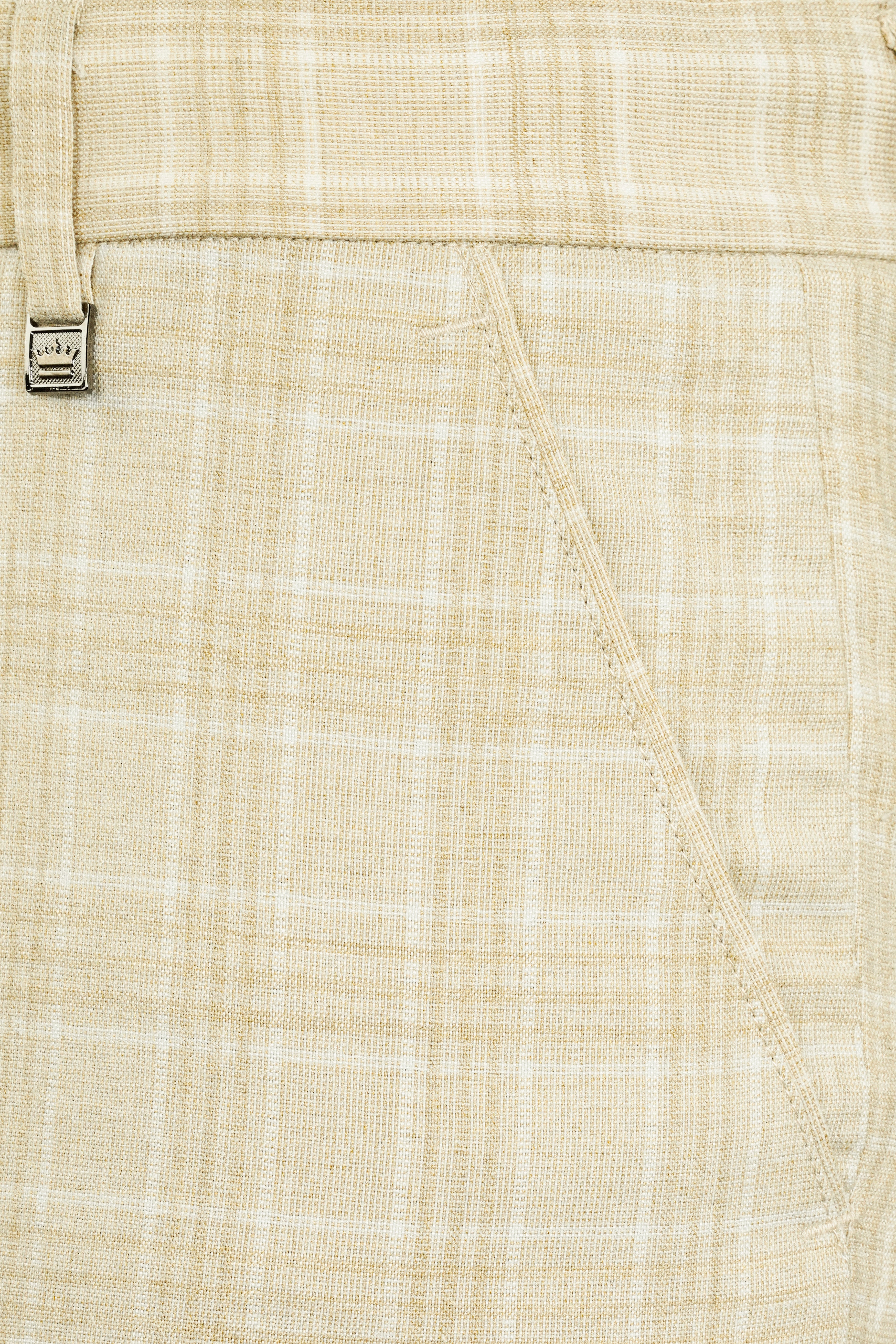 Hampton Beige Wool Rich Plaid Pant