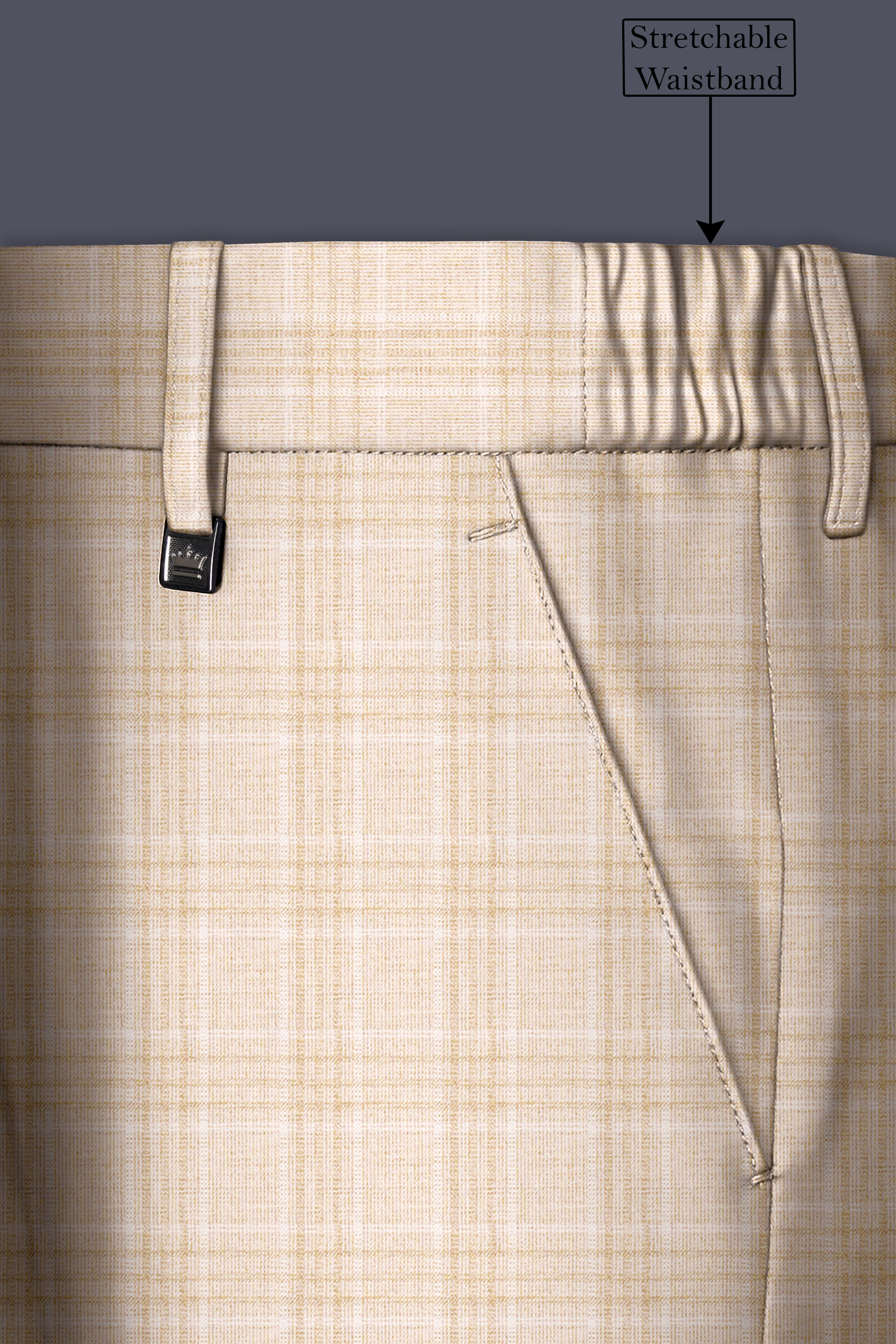 Hampton Beige Wool Rich Plaid Pant