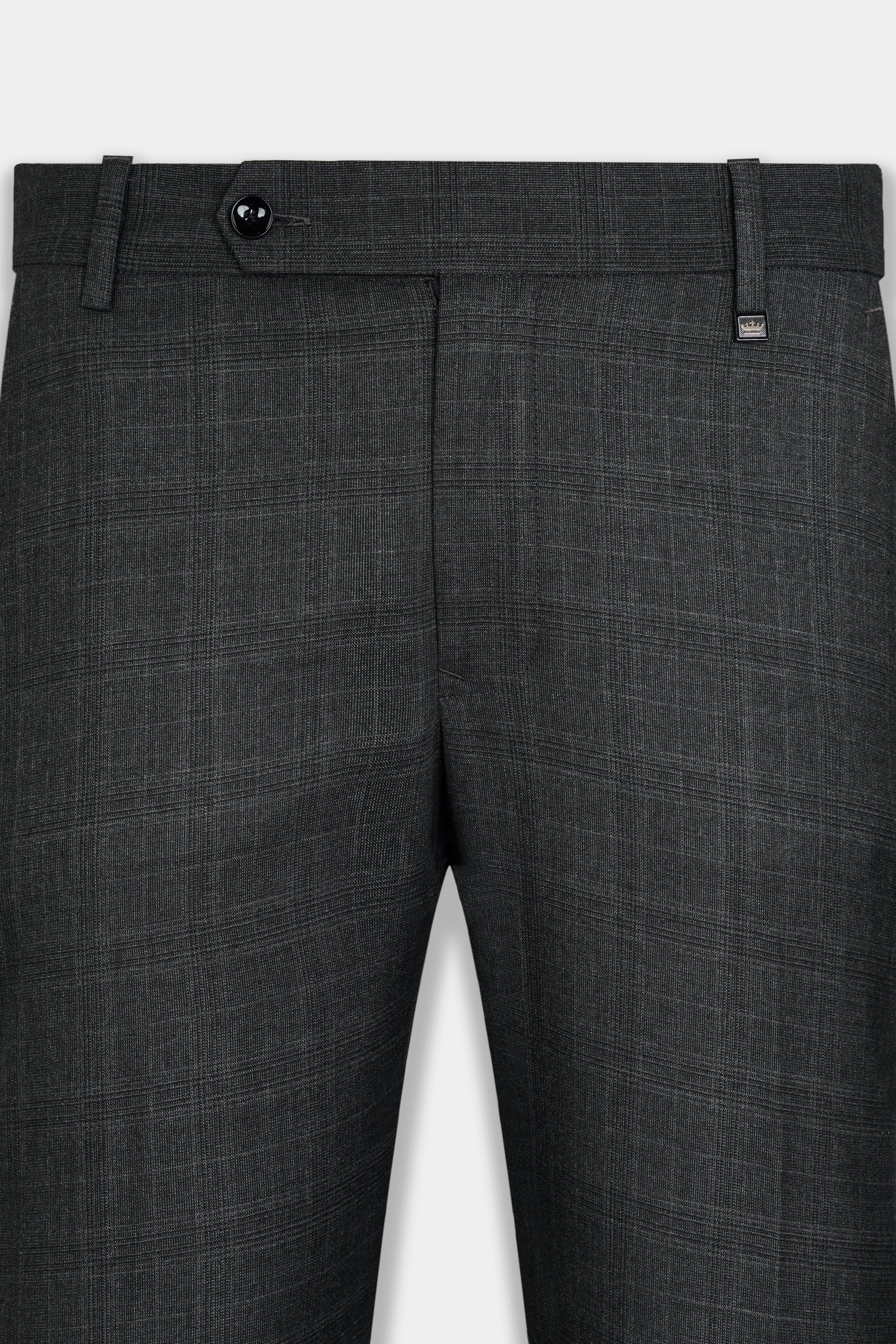 Iridium Gray Subtle Checkered Wool Rich Stretchable Waistband Pant