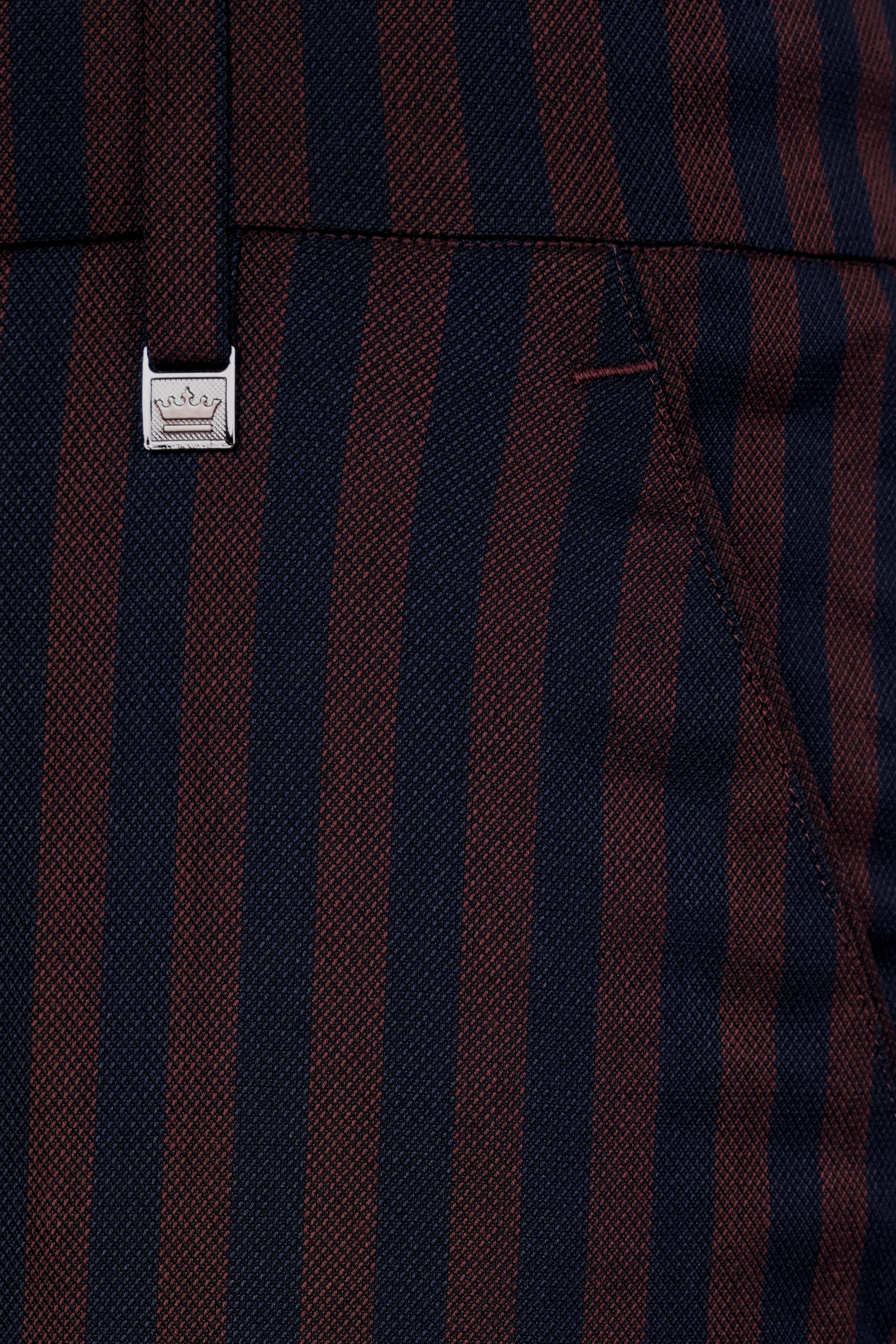 Gondola Brown and Mirage Blue Striped Wool Rich Pant.