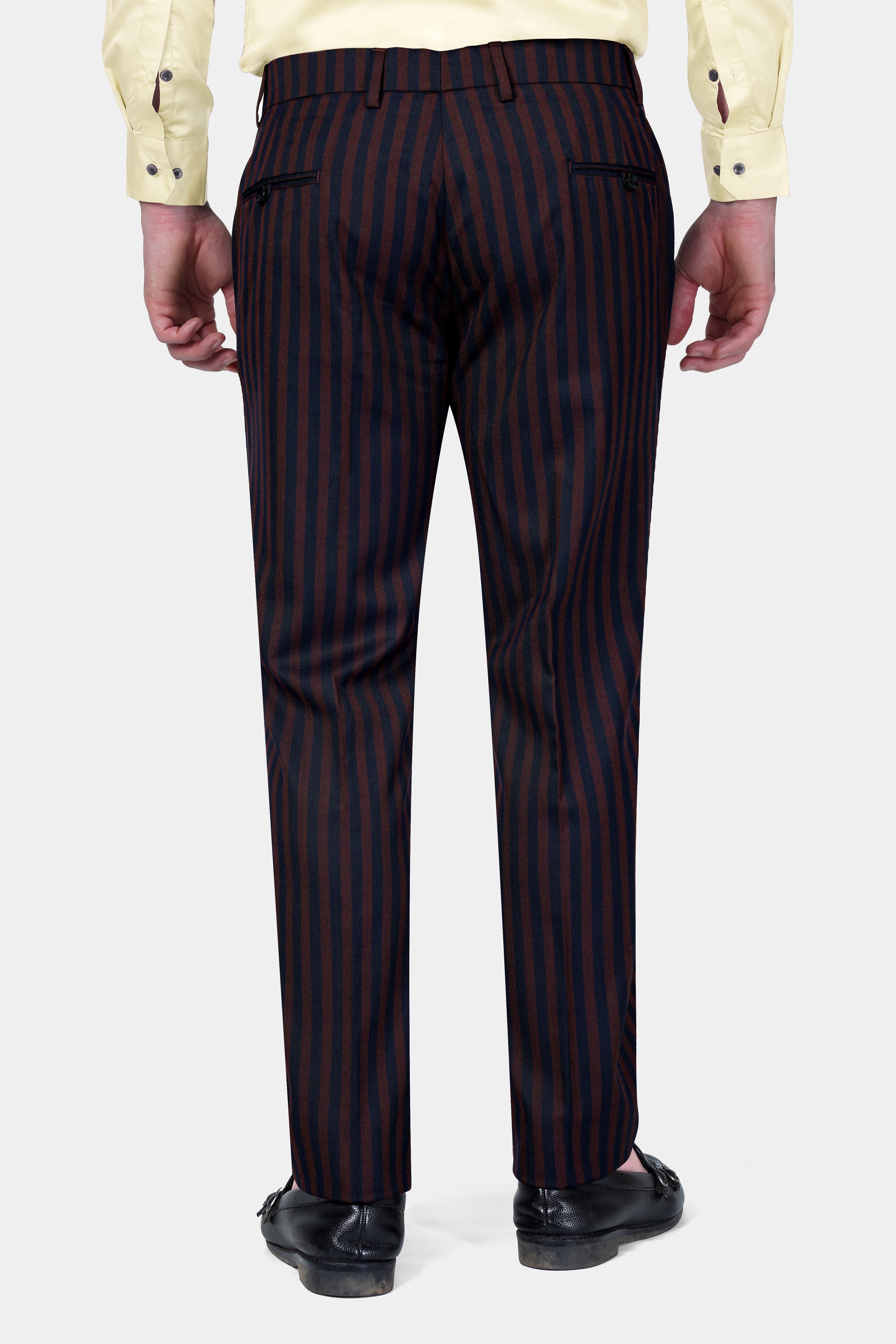 Gondola Brown and Mirage Blue Striped Wool Rich Pant.