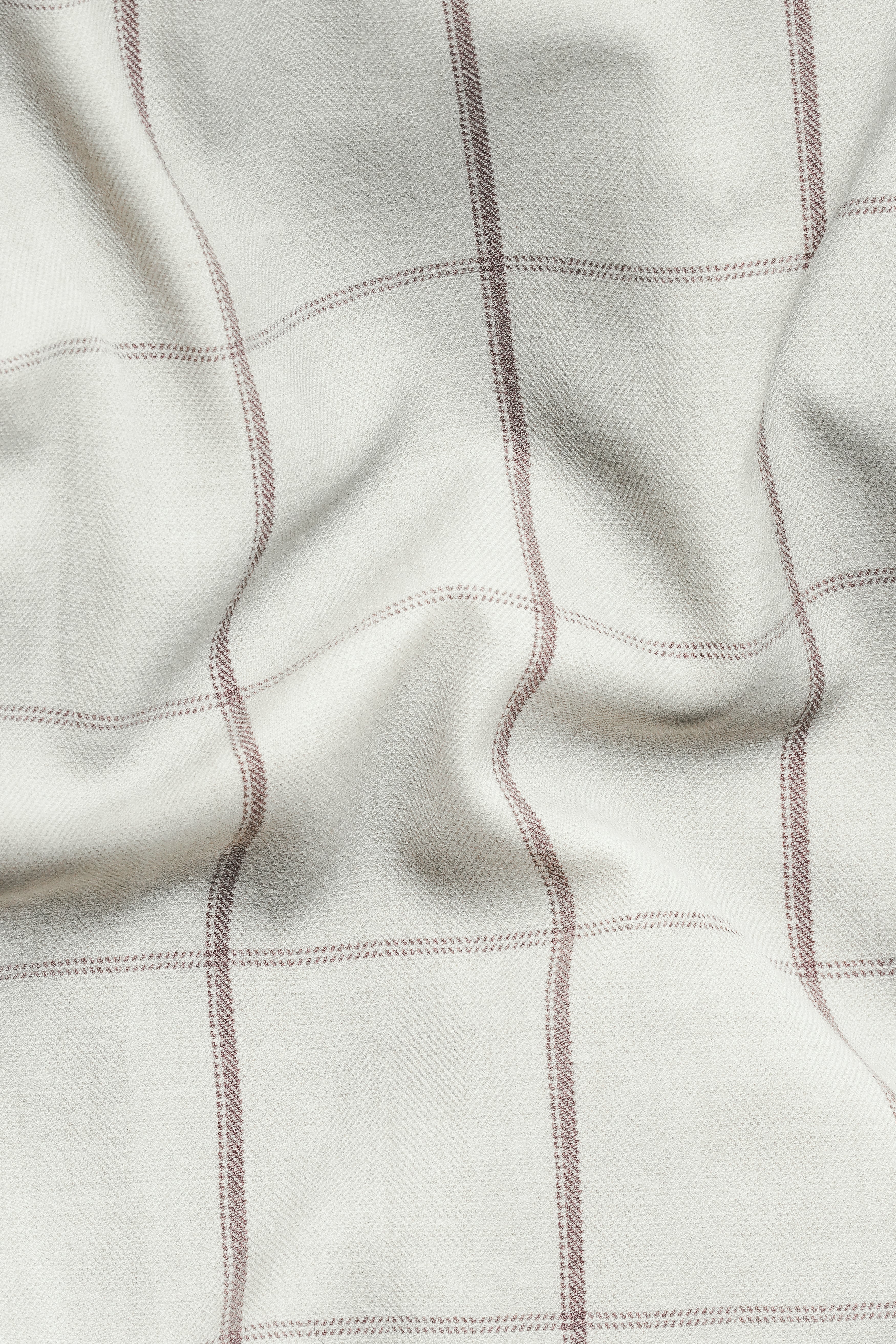 Iron Cream Windowpane Wool Rich Stretchable Waistband  Pant