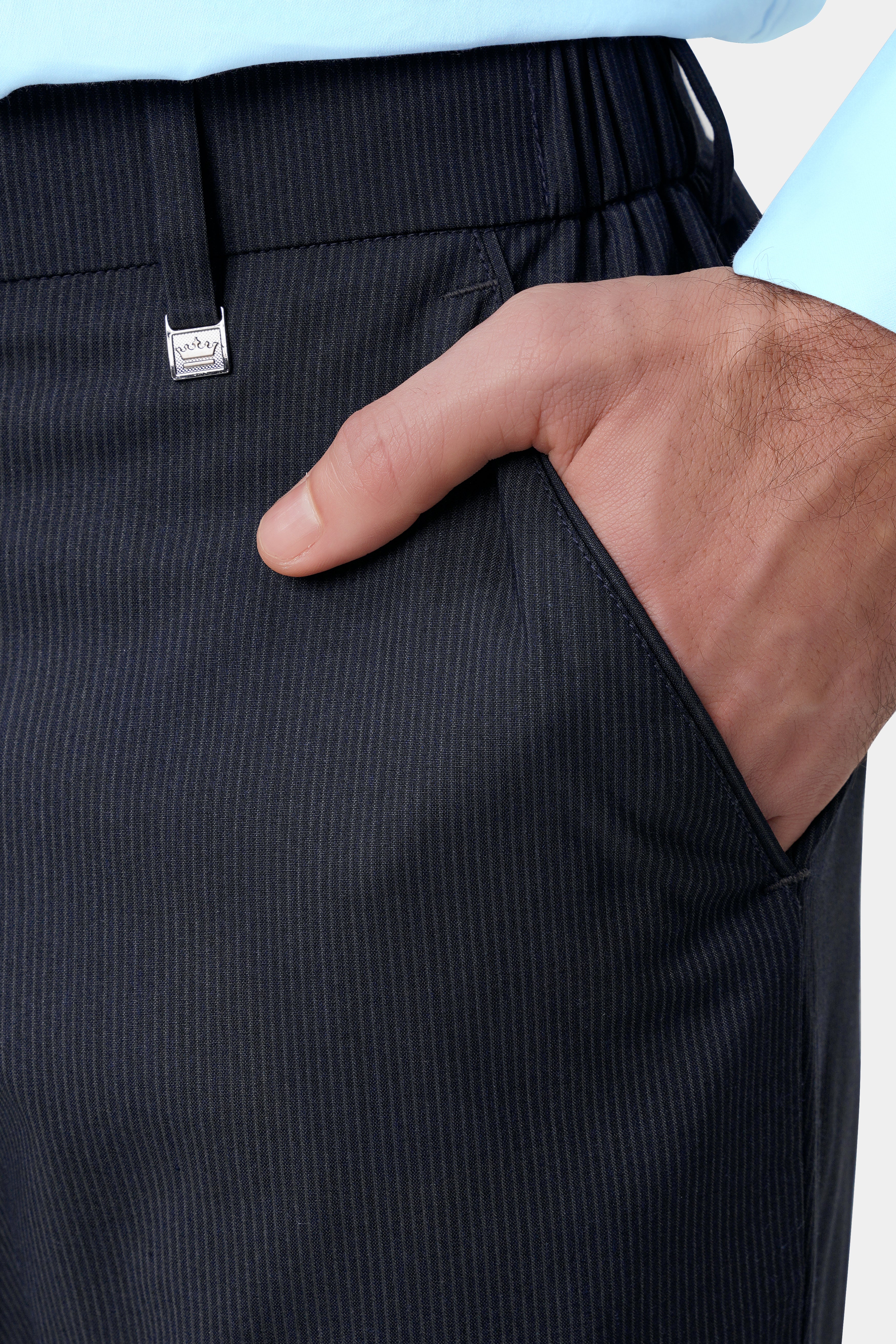 Charade Gray Wool Rich Stretchable Waistband Pant